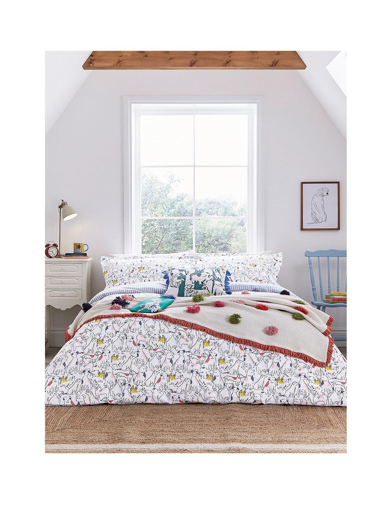 Joules Linear Dogs 100 Brushed Cotton Duvet Cover Set