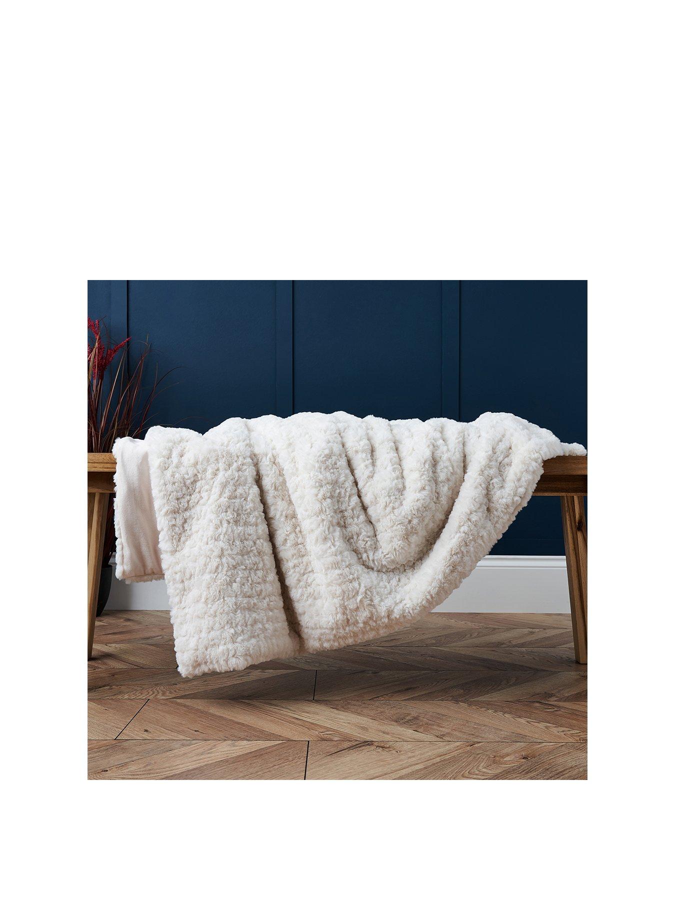  image of very-home-faux-fur-super-soft-throw-cream