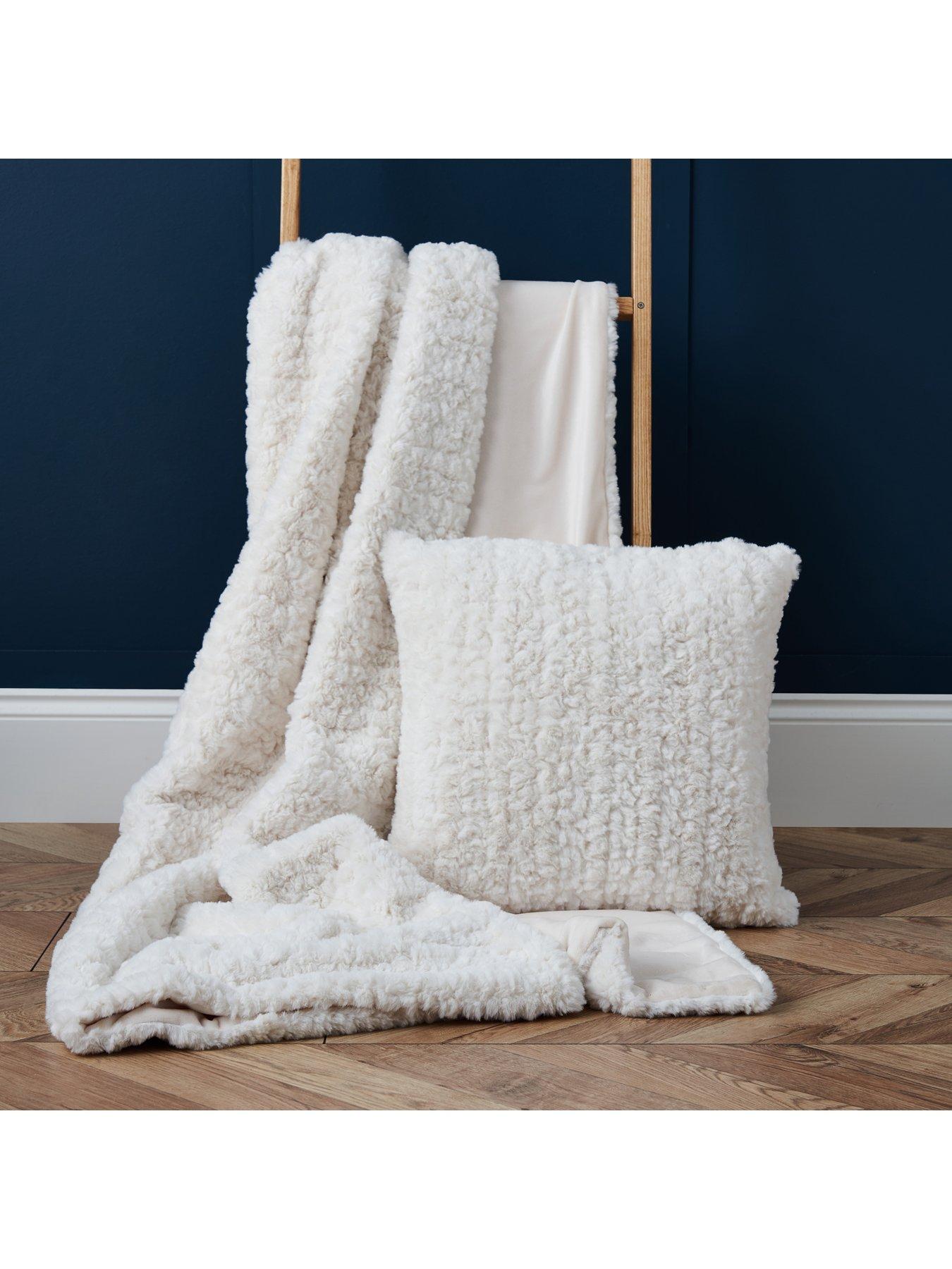  image of very-home-faux-fur-super-soft-throw-cream