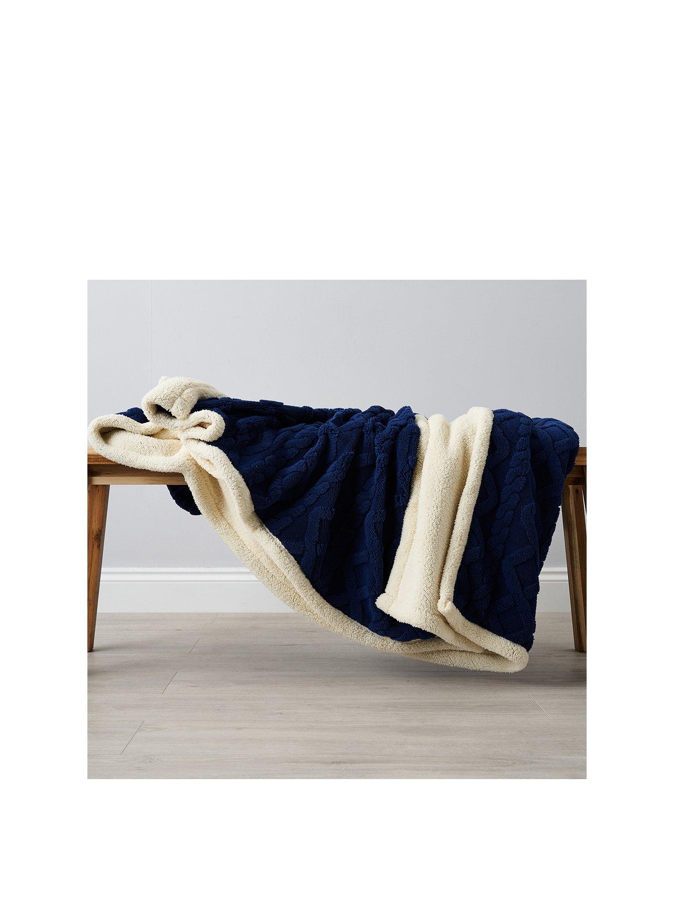 The Very Collection Cable Knit Sherpa Throw - Large - Cream
