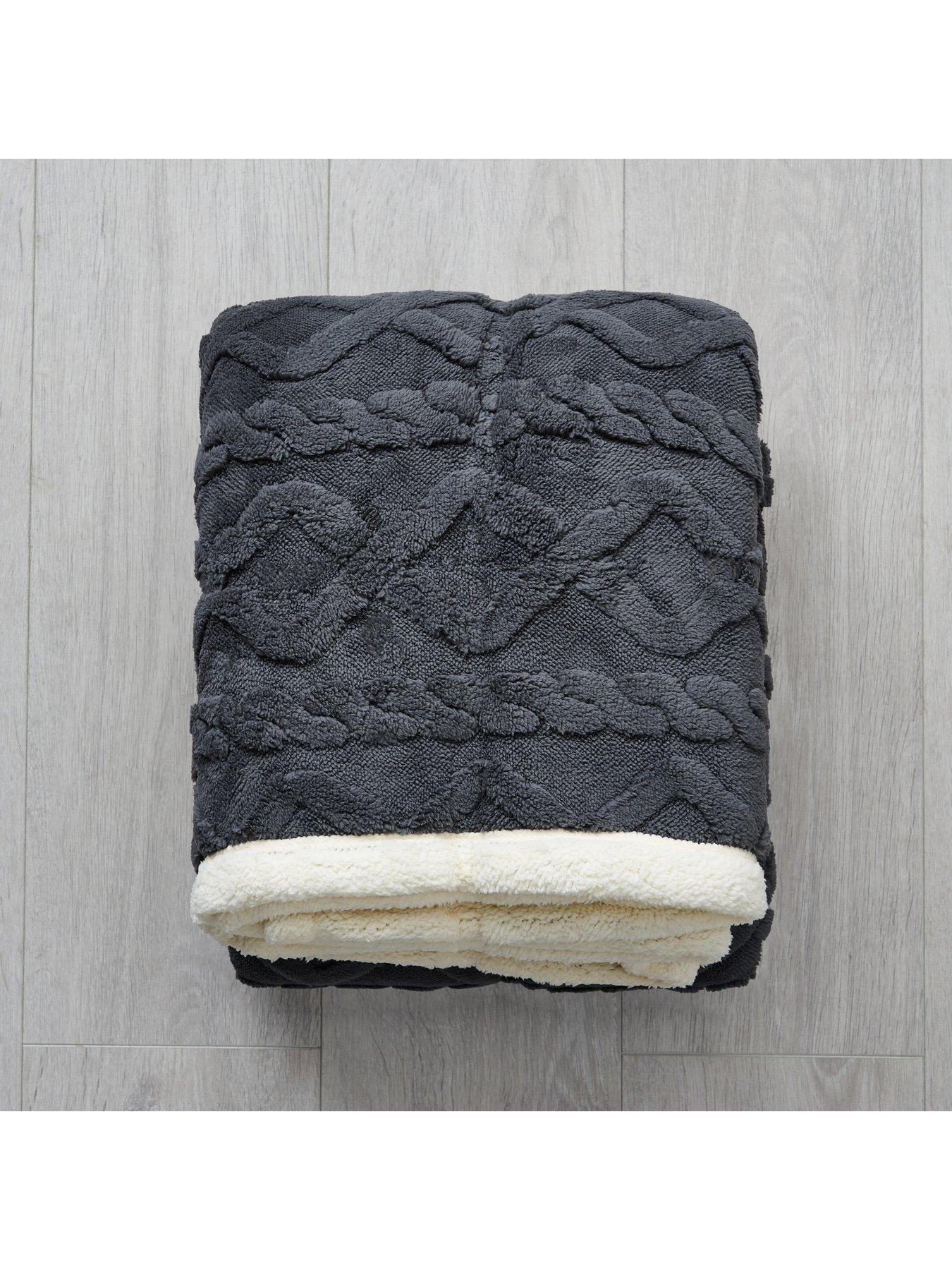 Very Home Cable Knit Sherpa Throw Large littlewoods
