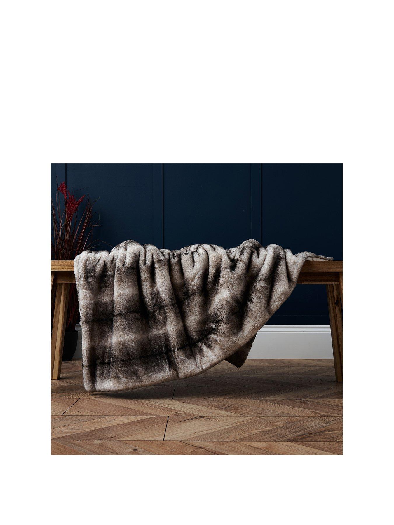 undefined Alaskan Wolf Faux Fur Throw