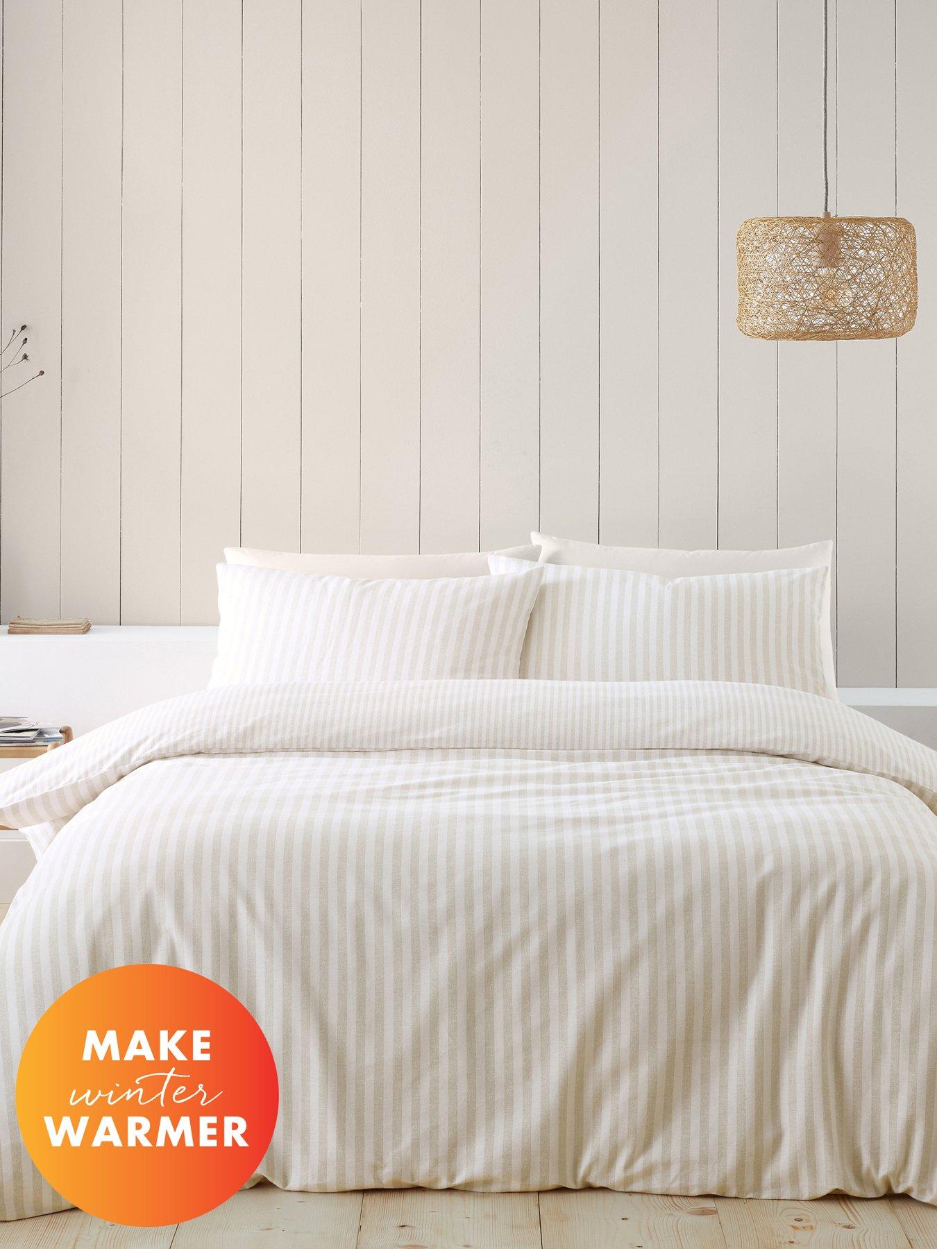 Catherine Lansfield Brushed Cotton Stripe Soft Duvet Cover Set