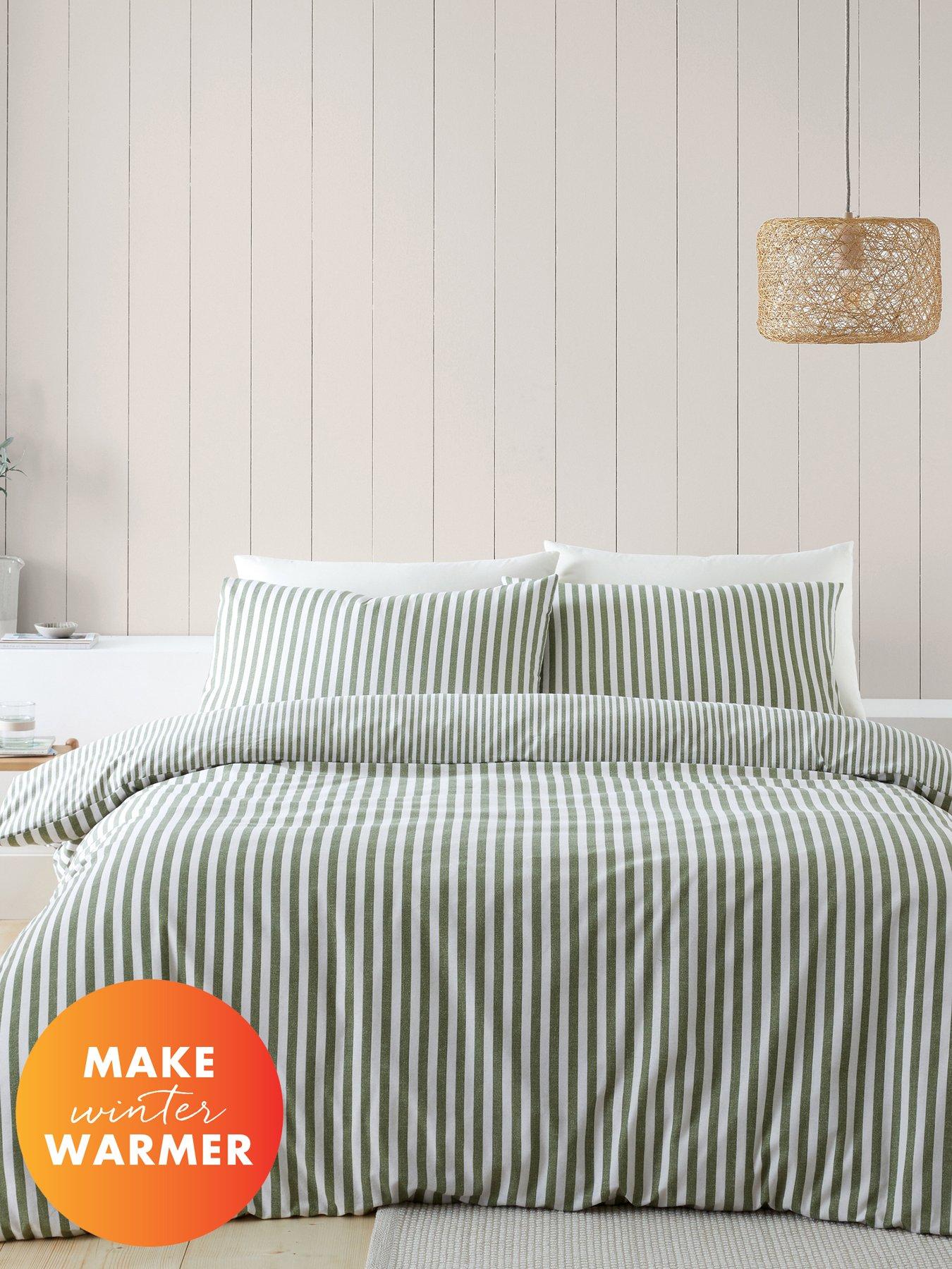 Catherine Lansfield Brushed Cotton Stripe Soft Duvet Cover Set