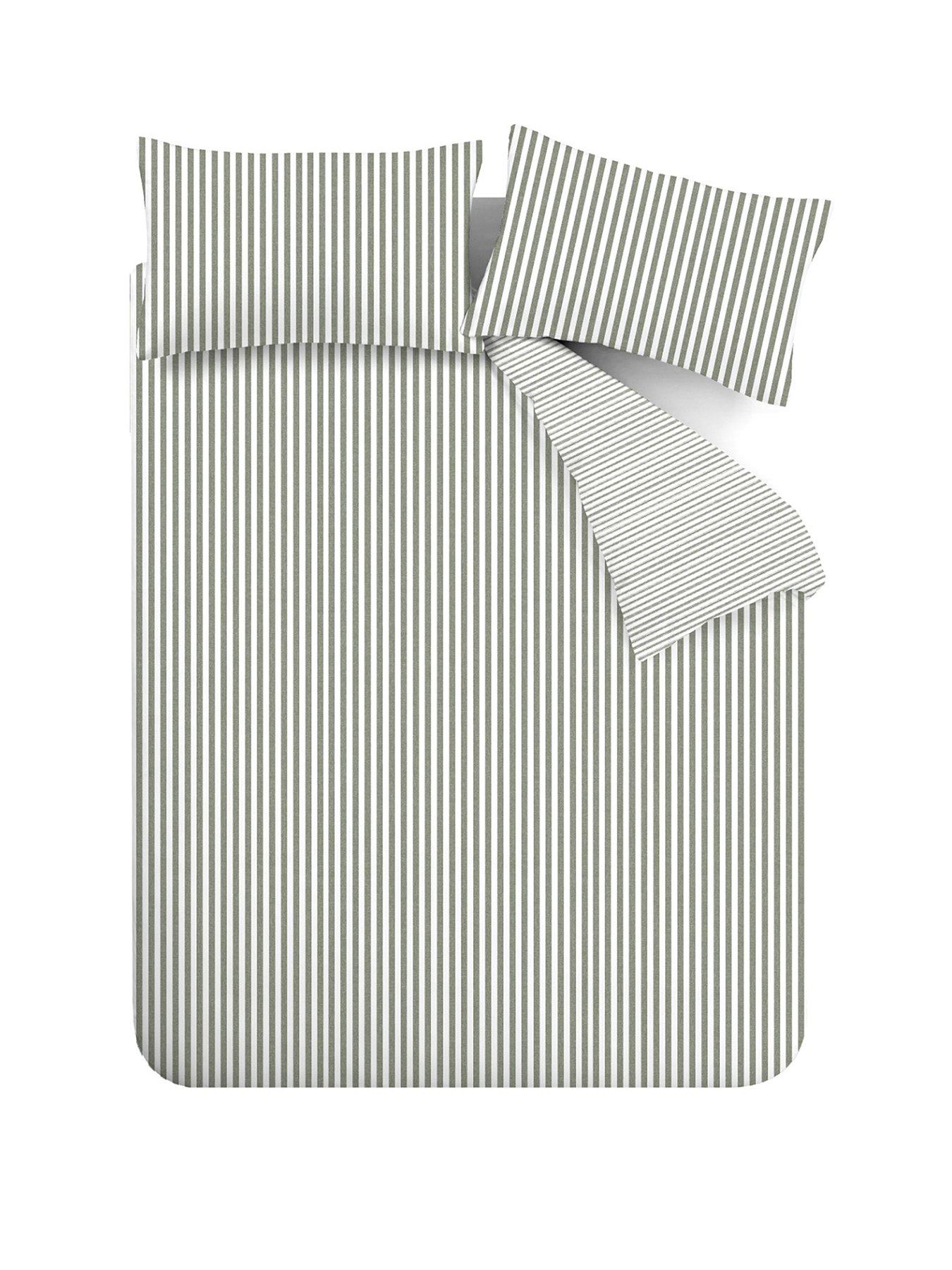 Catherine Lansfield Brushed Cotton Stripe Soft Duvet Cover Set
