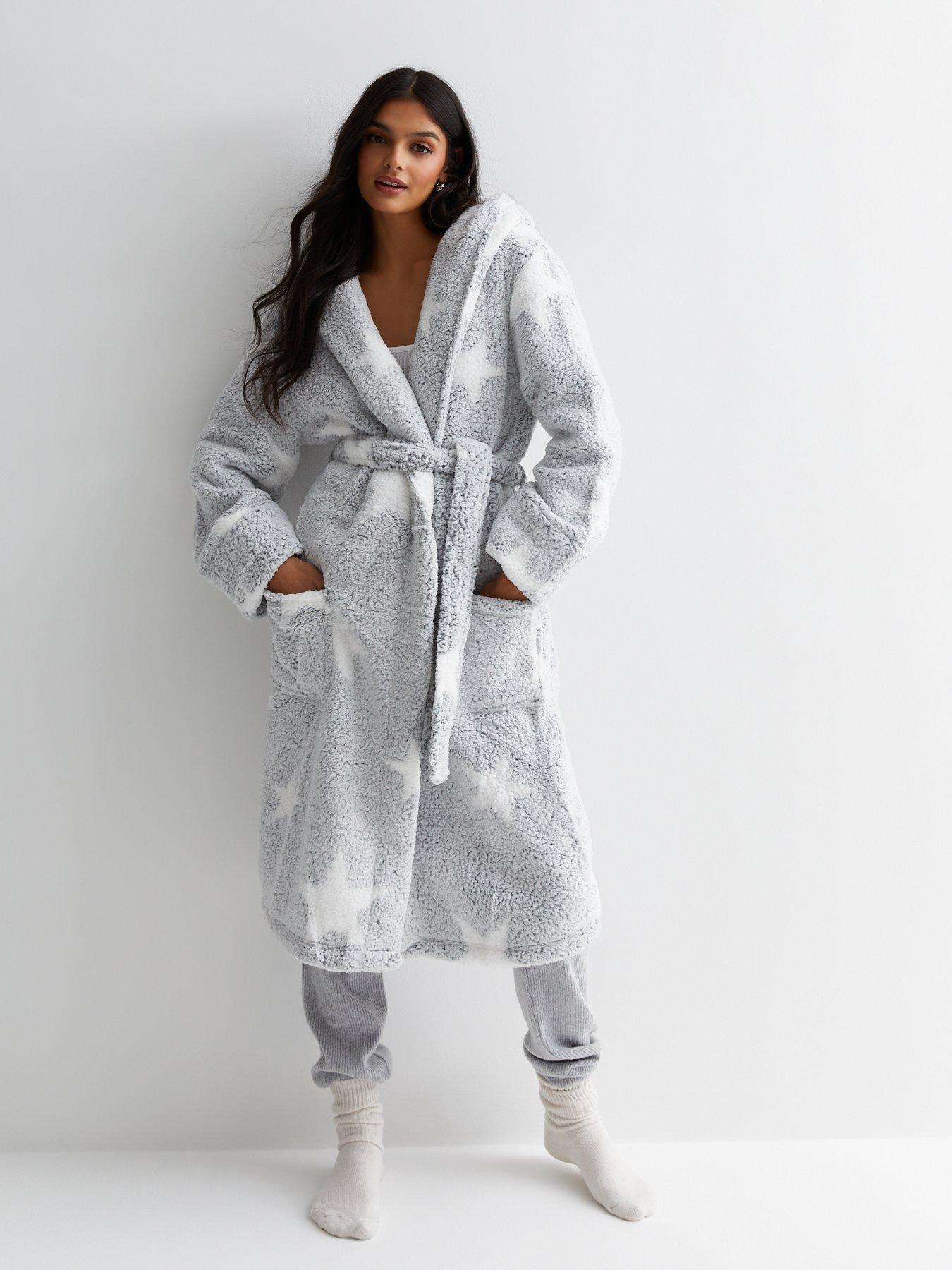 New Look Grey Star Print Dressing Gown