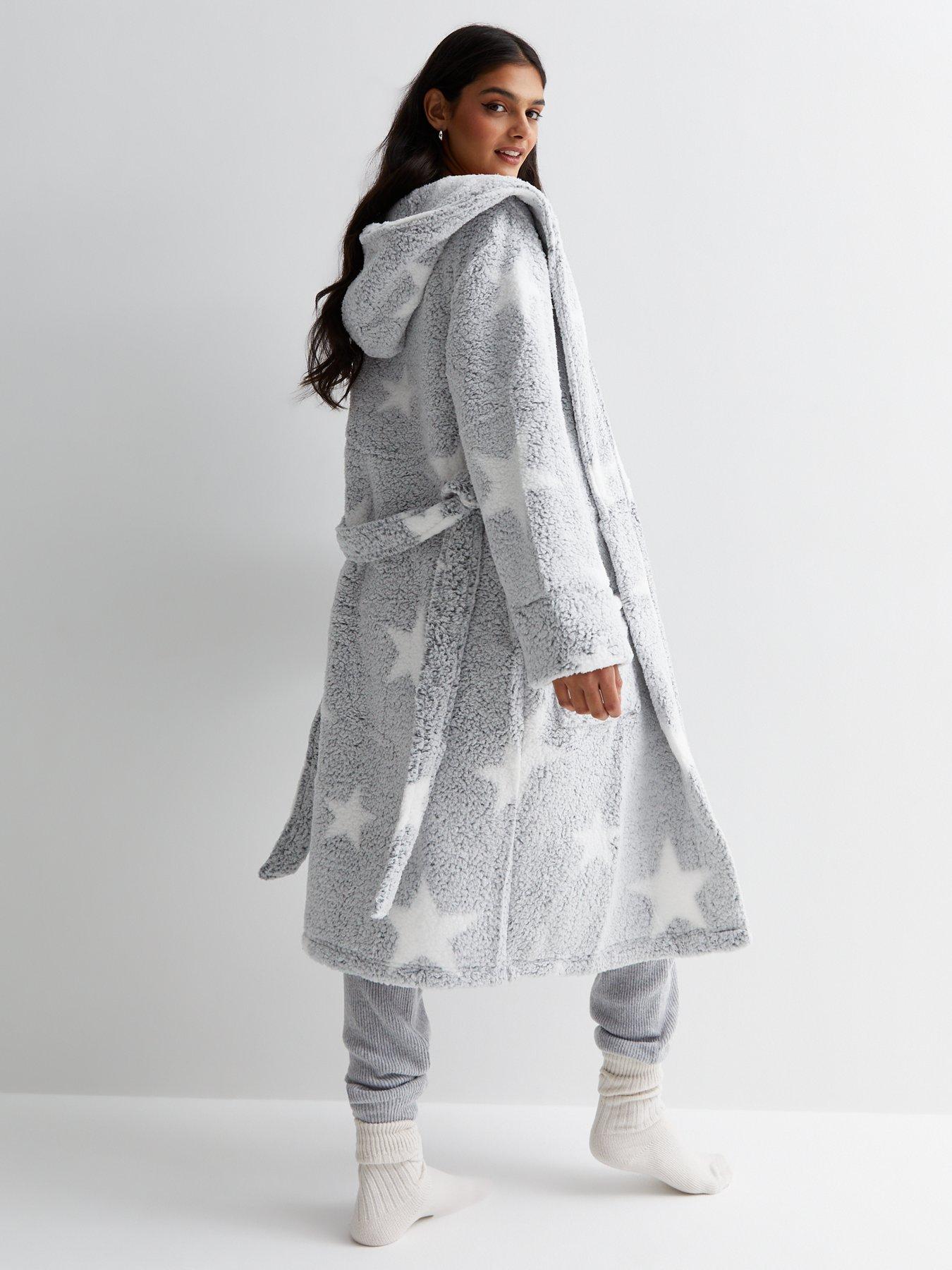 New Look Grey Star Print Dressing Gown