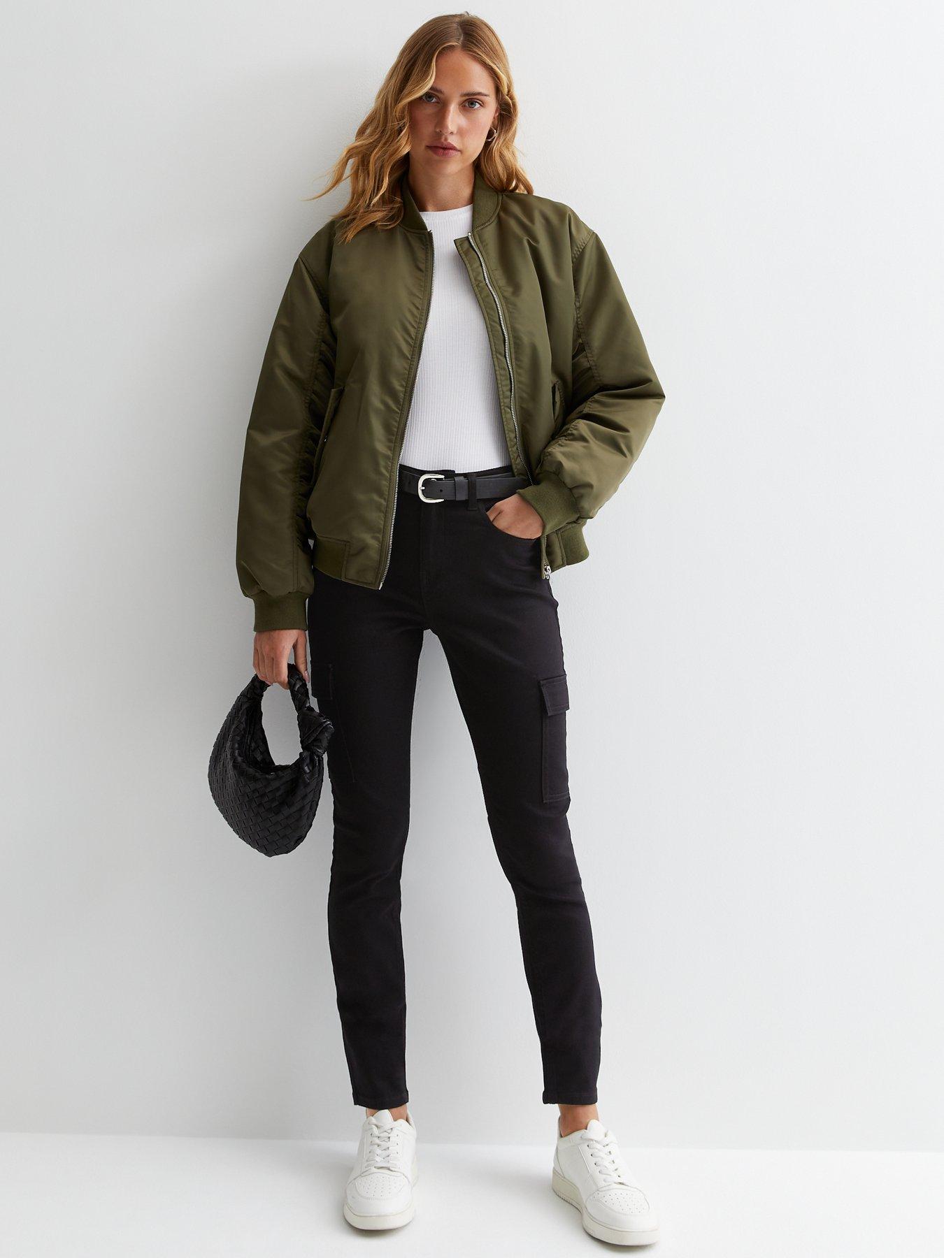 New Look Black High Waist Skinny Cargo Jeans