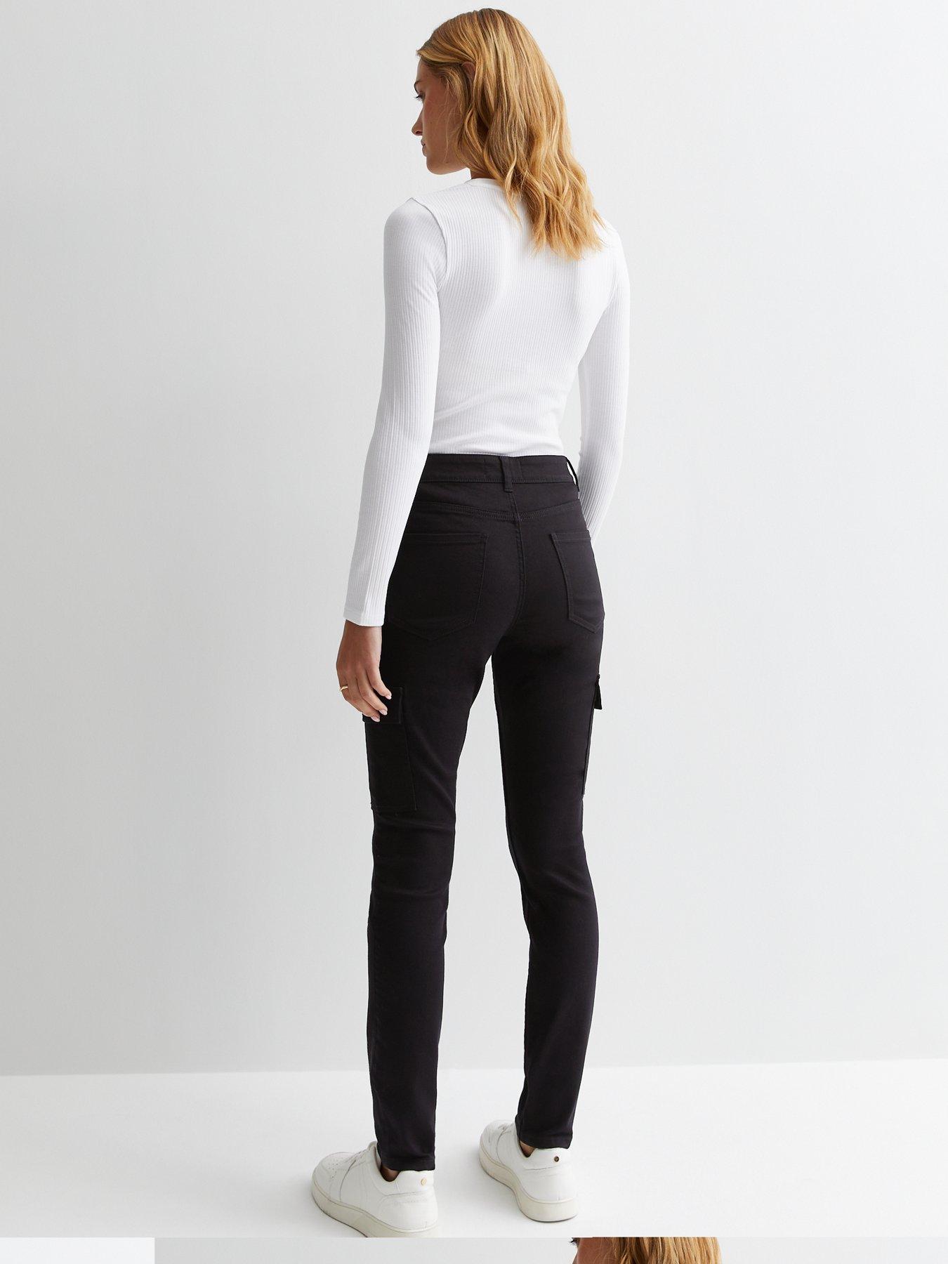 New Look Black High Waist Skinny Cargo Jeans