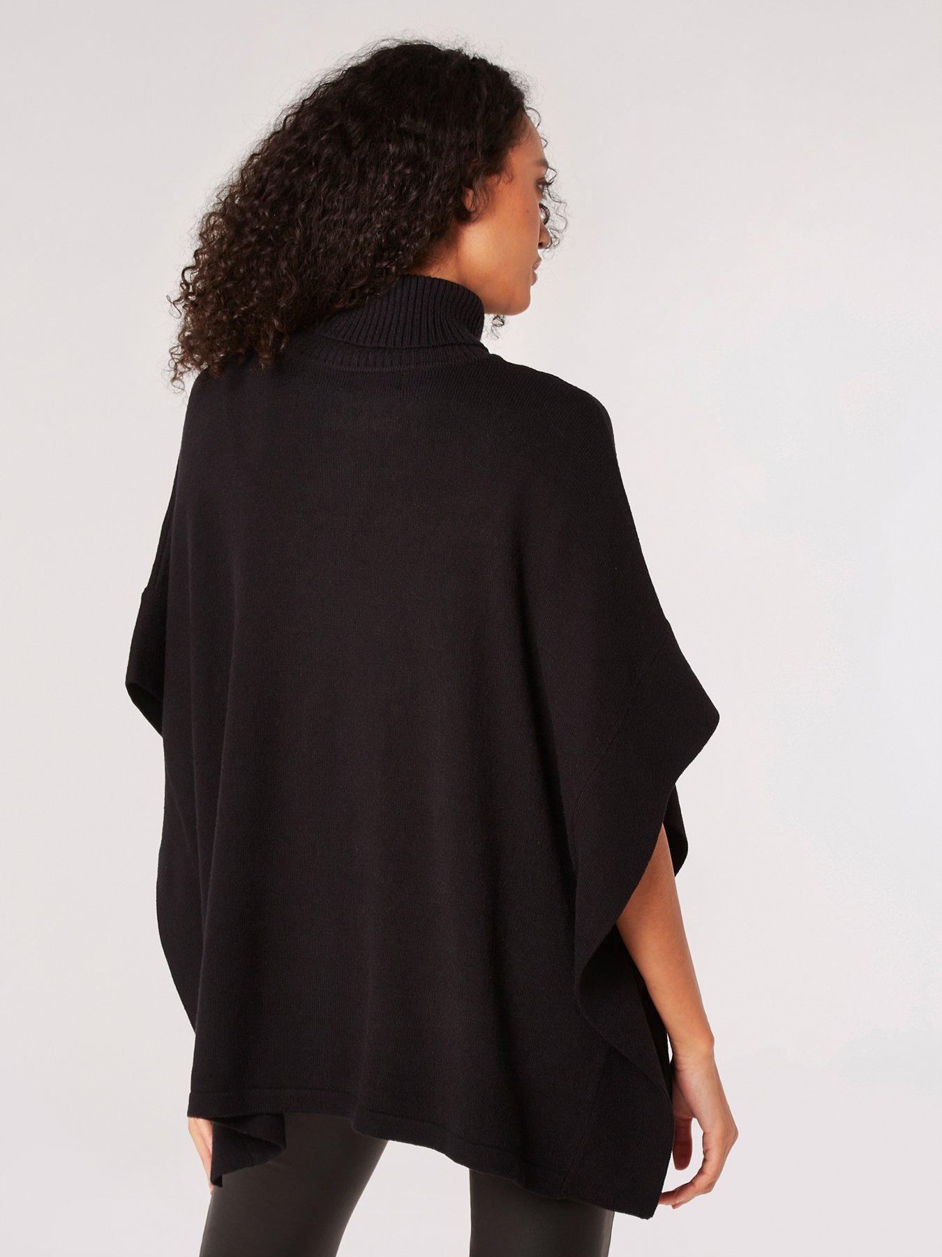 Apricot Pointelle Round Neck Cape Jumper