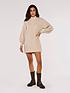  image of apricot-chunky-knit-puff-sleeve-jumper-dress