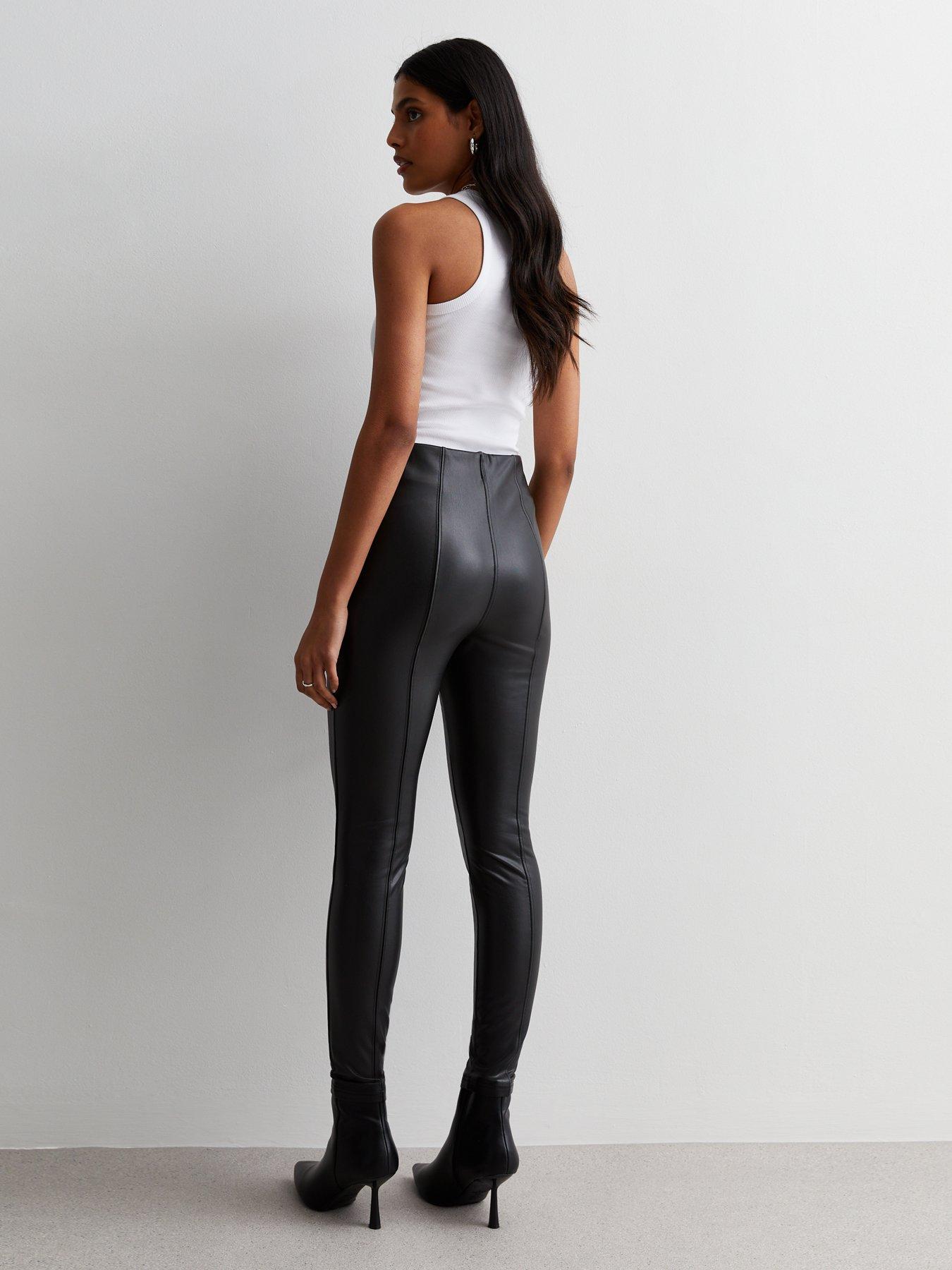 Black Leather-Look Ponte Leggings