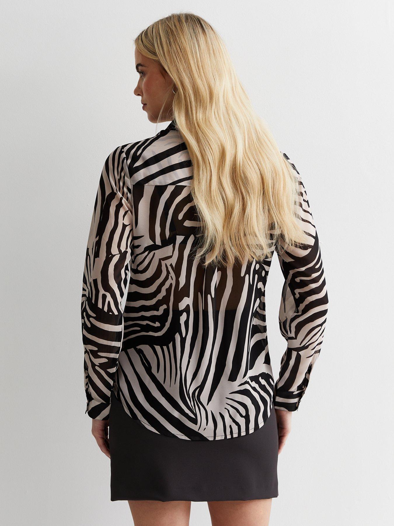 Black Stripe Semi Sheer Satin Shirt