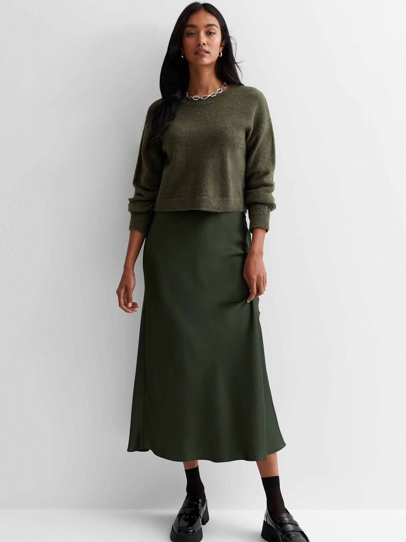 new-look-dark-green-satin-bias-cut-midaxi-skirt