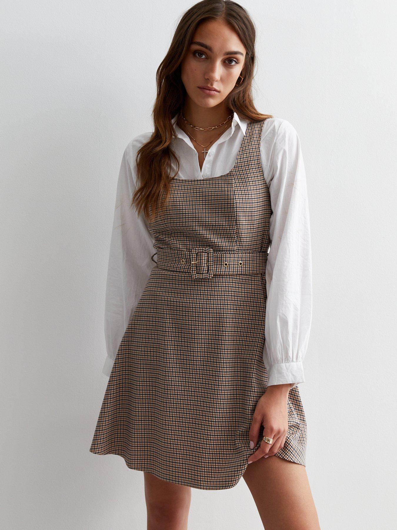 Belted pinafore outlet dress