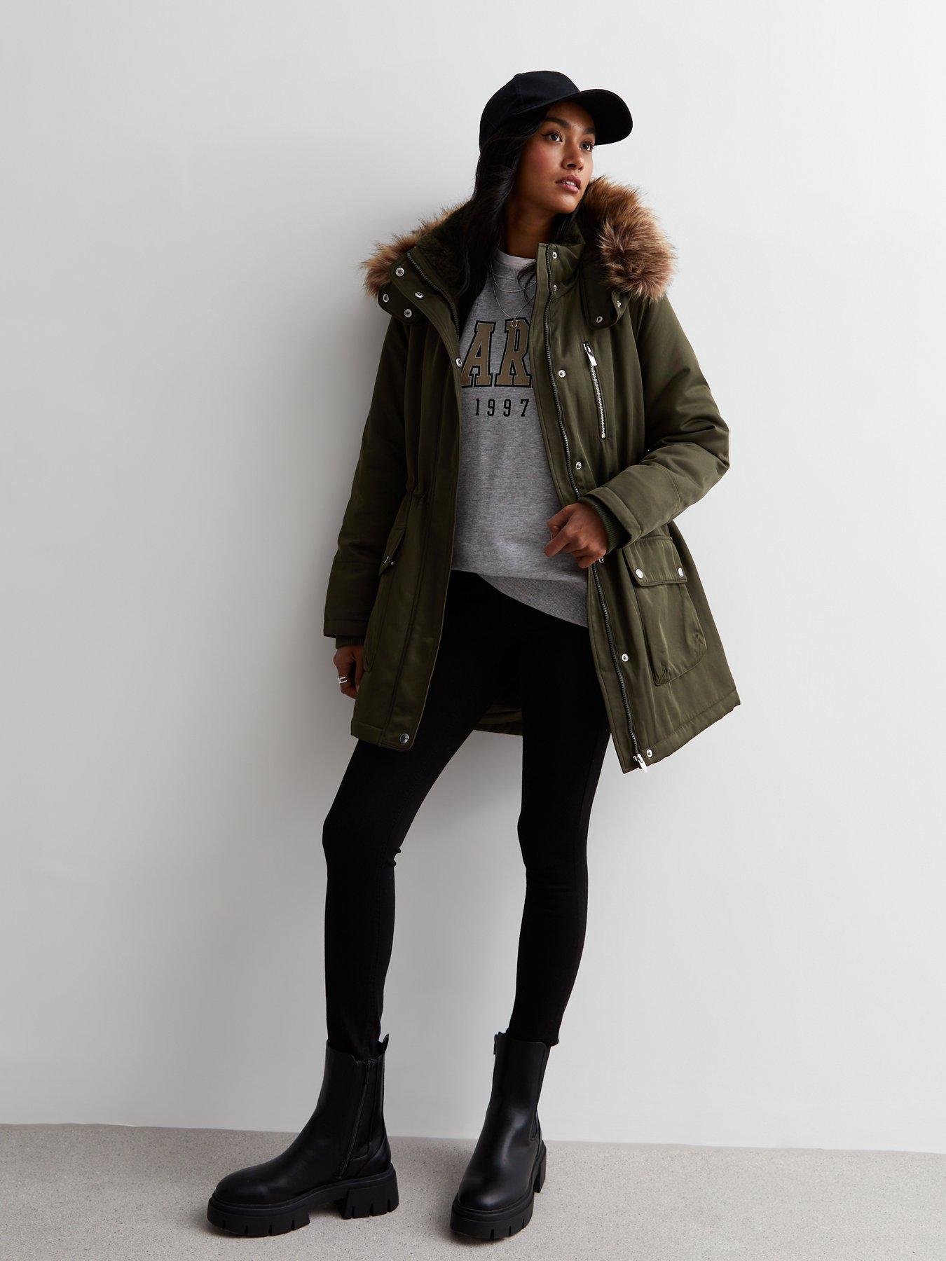 Lined hooded parka jacket hotsell