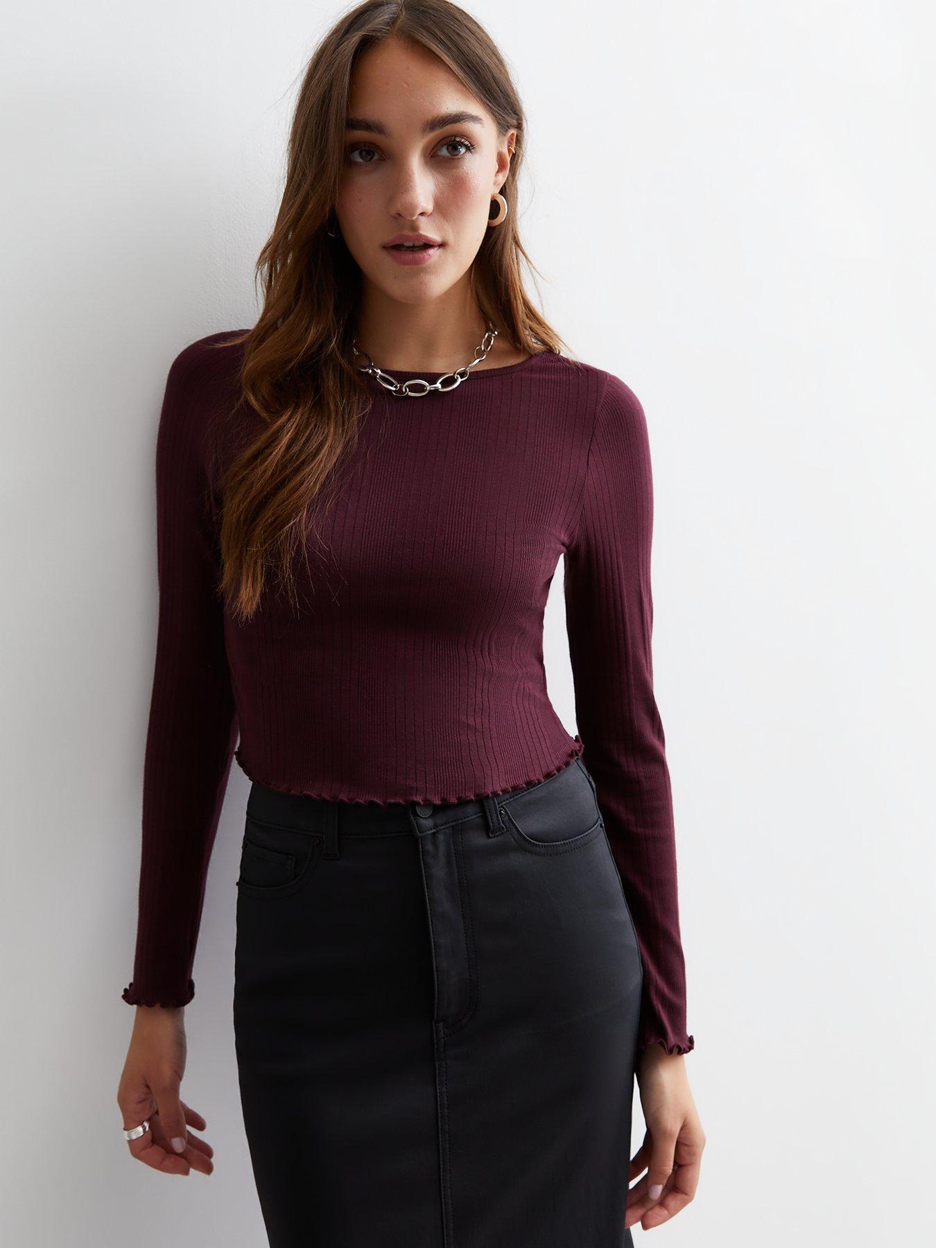 Everyday Seamless V Neck Long Sleeve Top - Purple