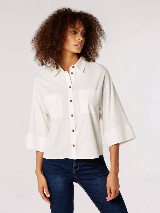 front image of apricot-button-through-shirt