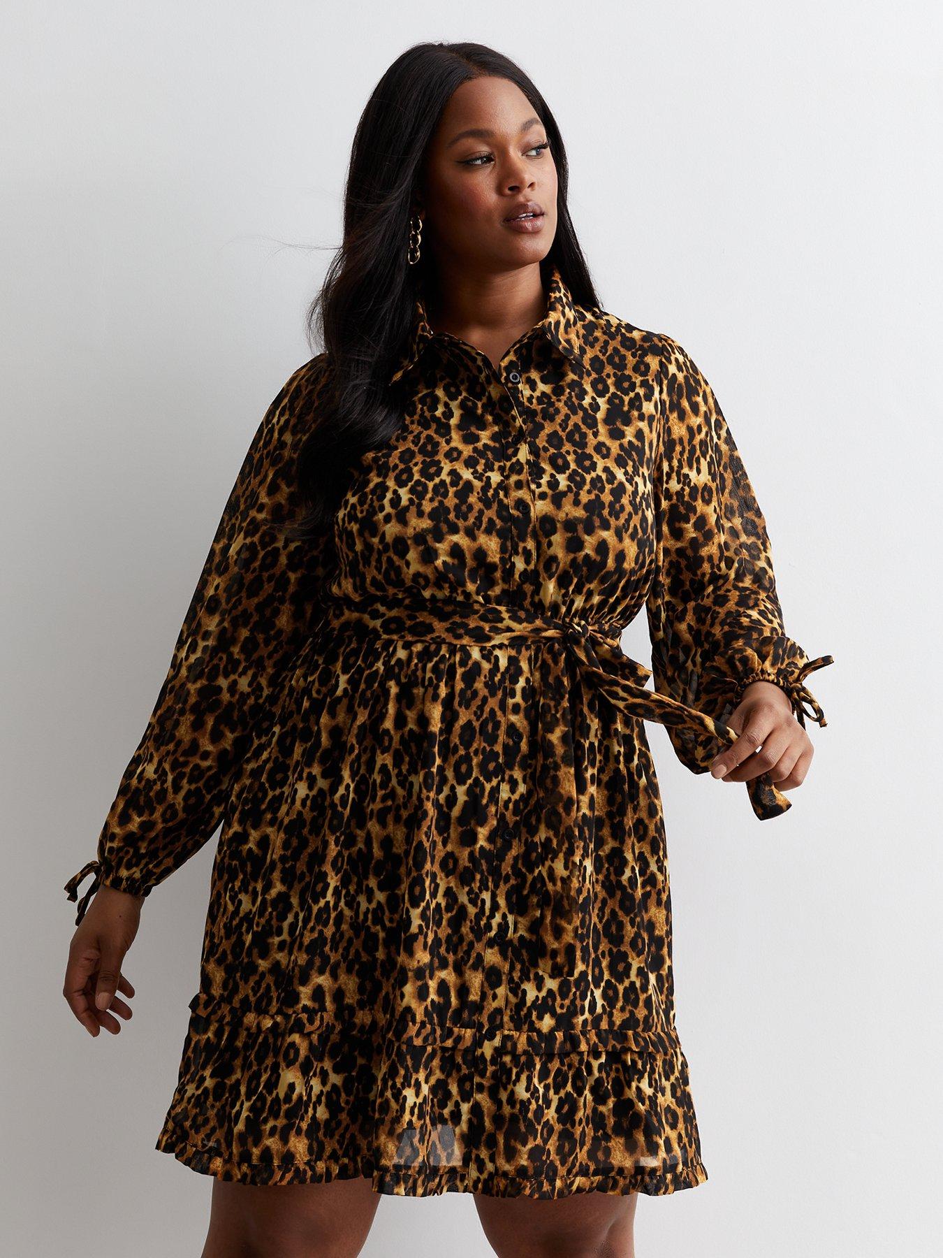 Animal print frill outlet dress