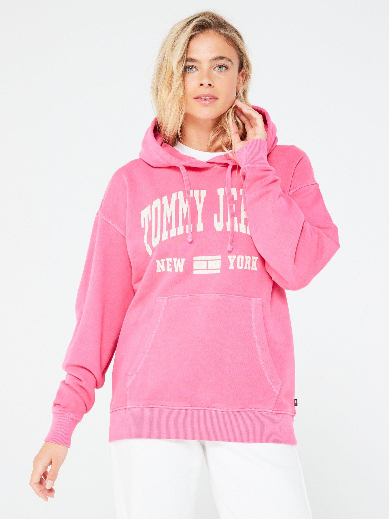 Tommy jeans pink on sale hoodie