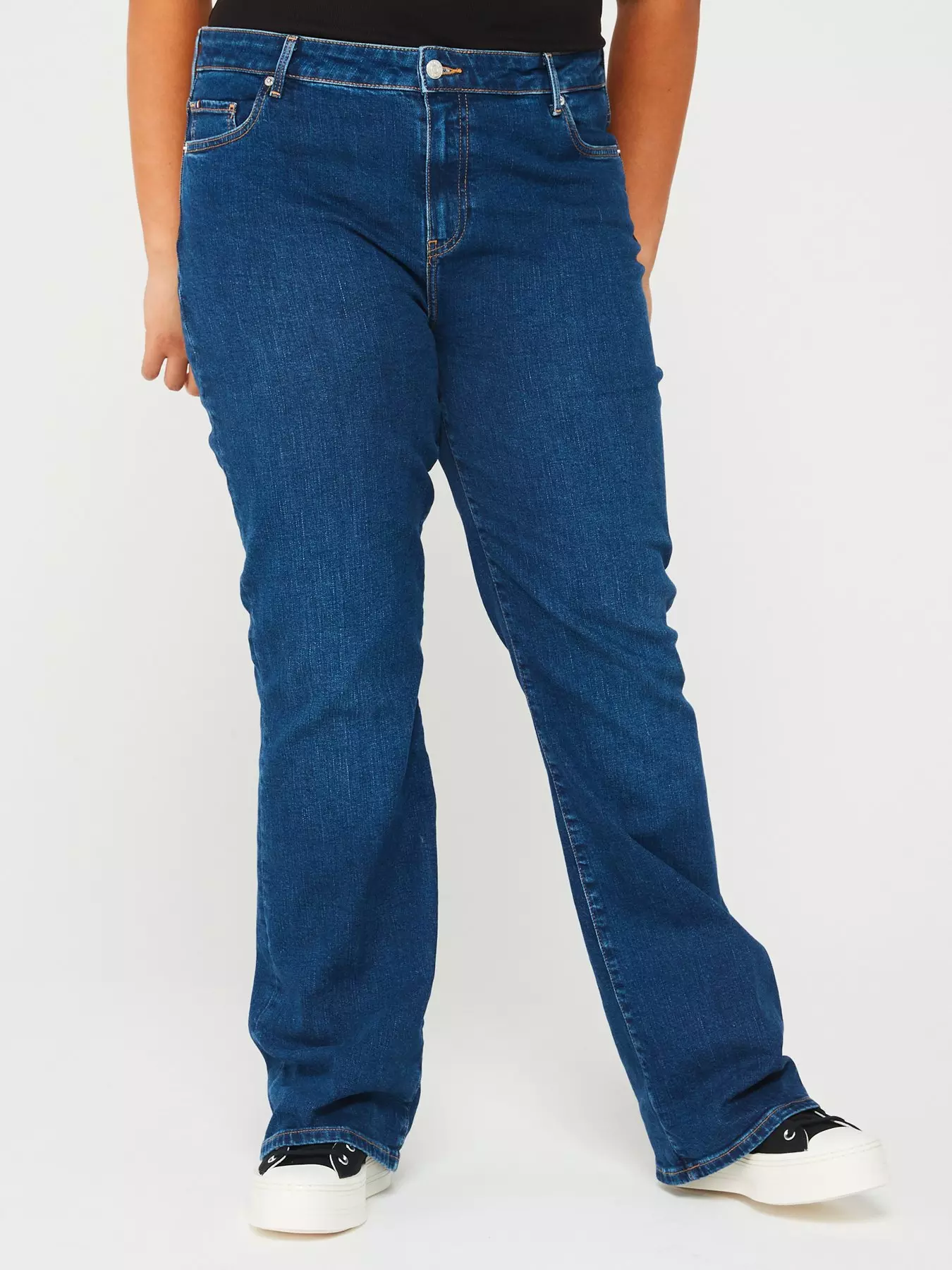 Petite Blue Waist Enhance Quinn Bootcut Jeans