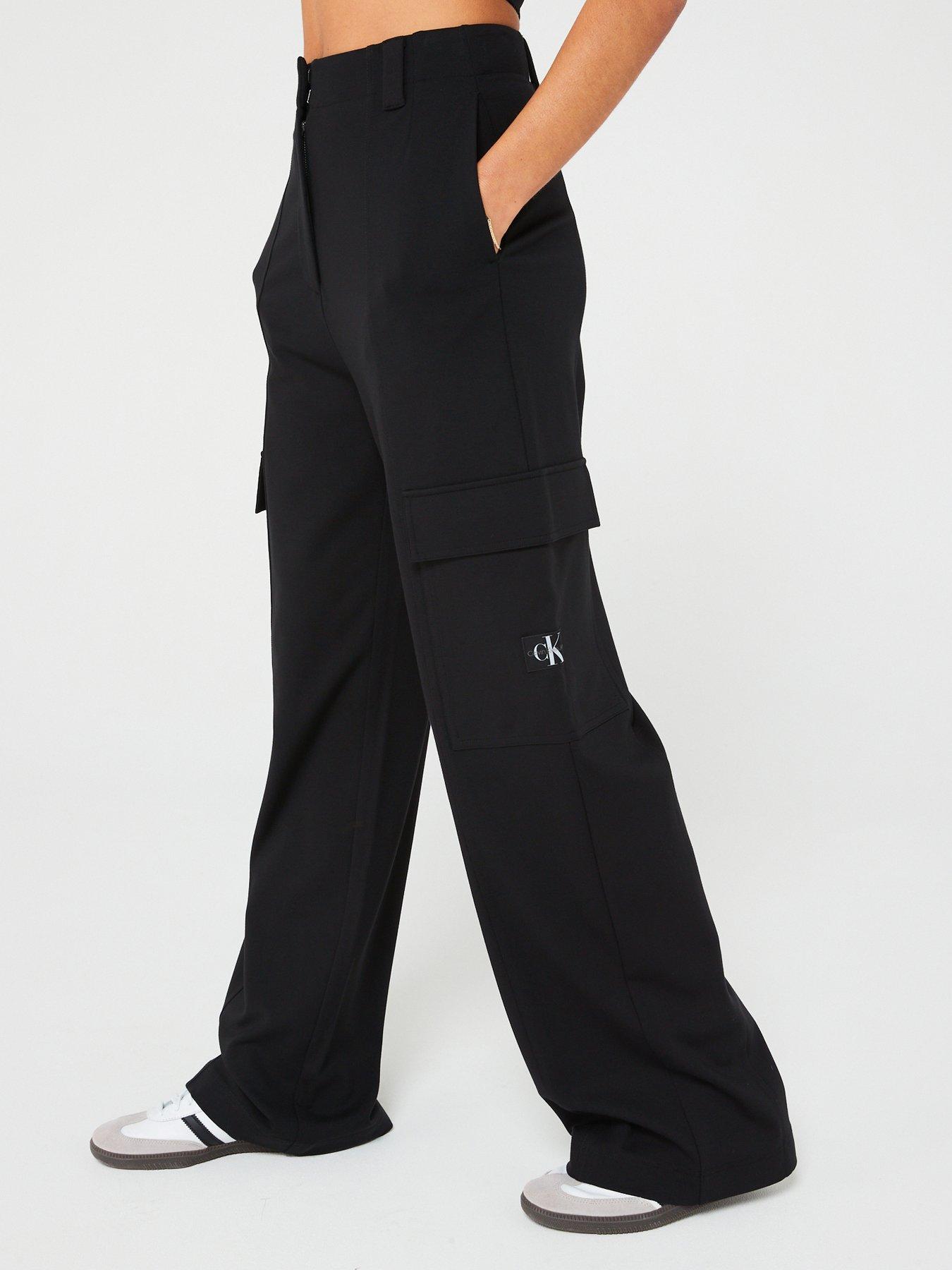 Navy Cotton Cuffed Cargo Trousers