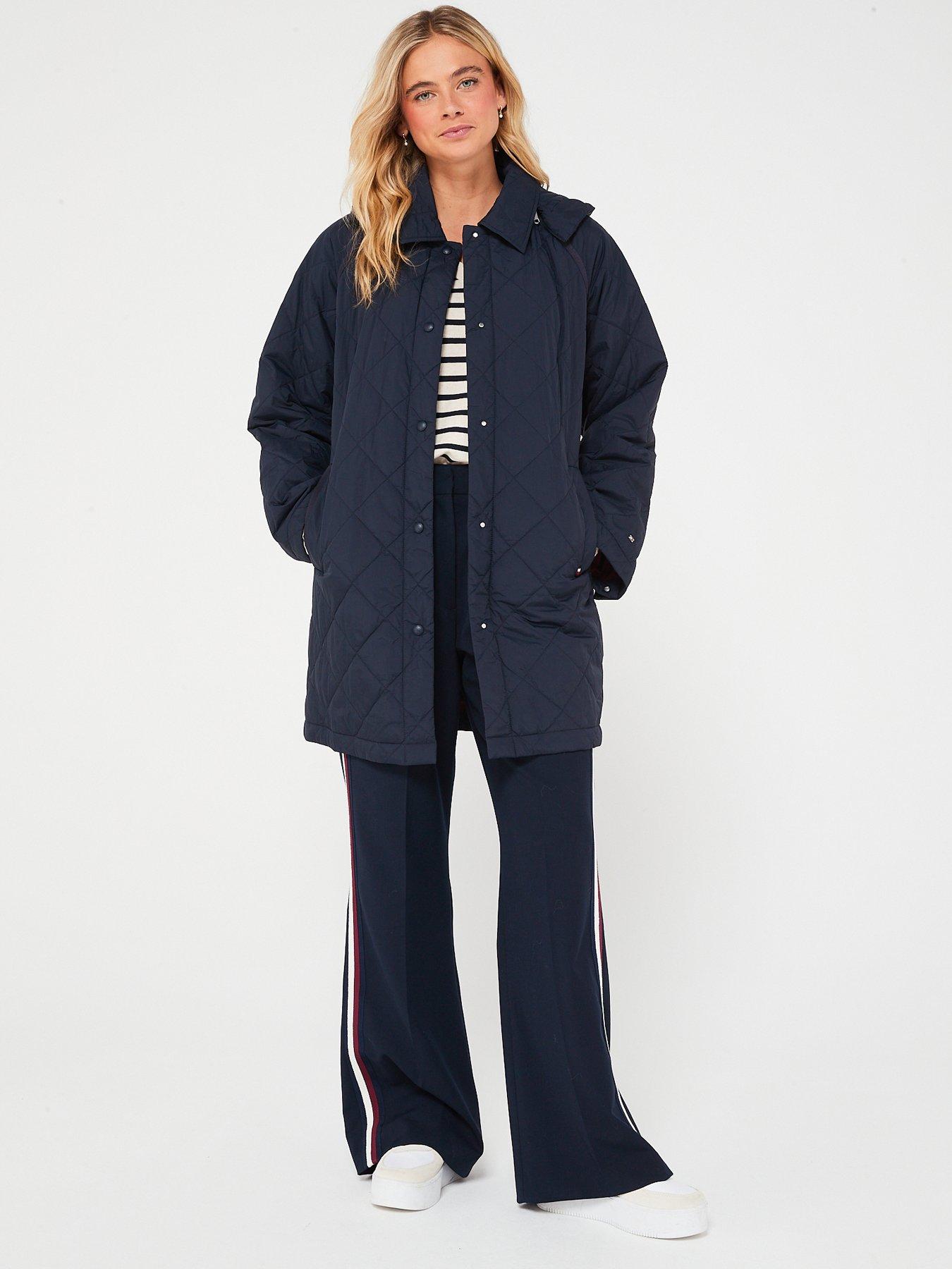 Tommy Hilfiger Diamond Quilted Lightweight Padded Belted Jacket Navy littlewoods