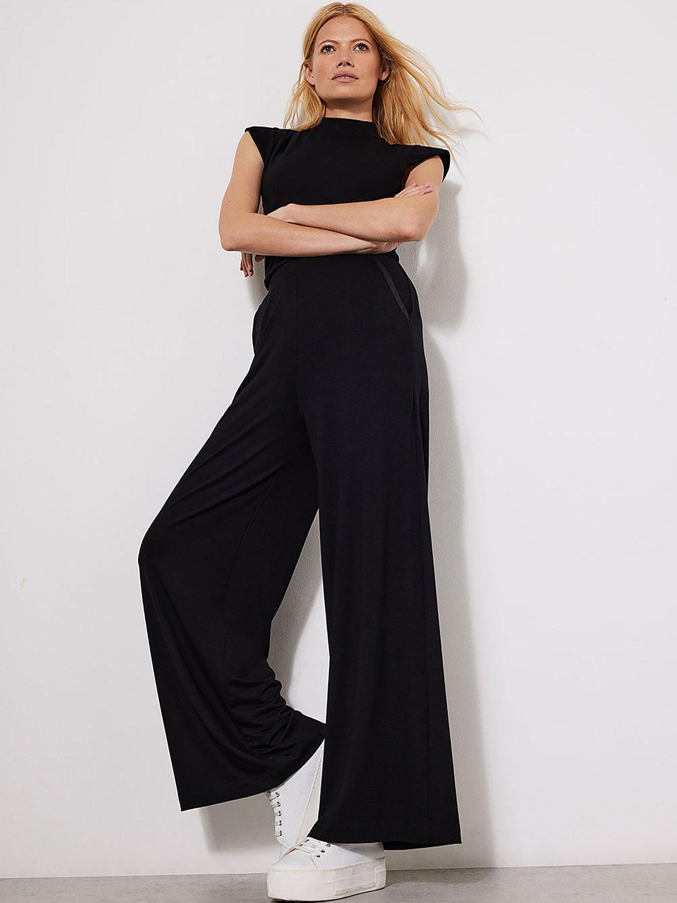 undefined Black Palazzo Wide Trousers