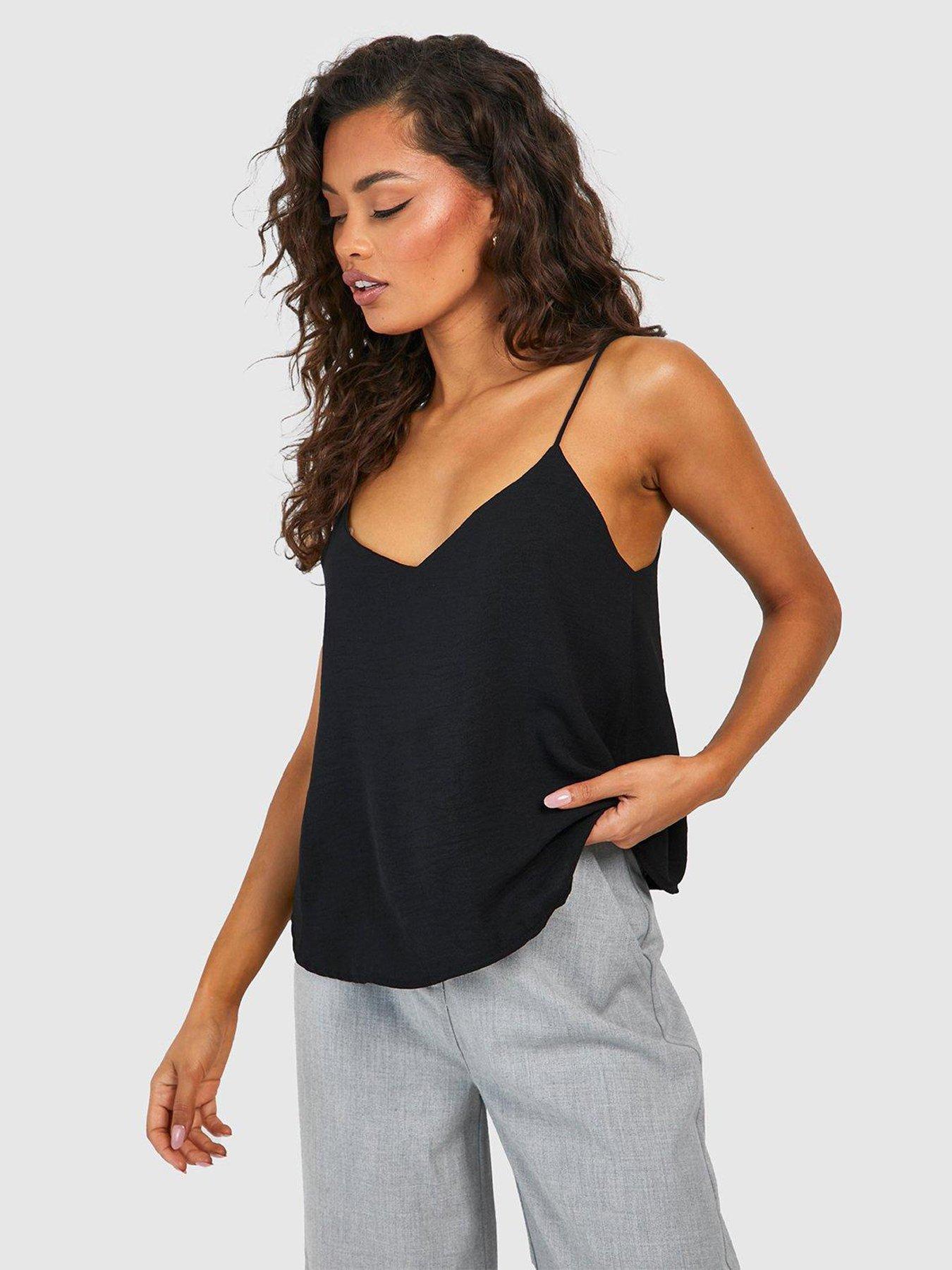 boohoo-v-neck-cami-black