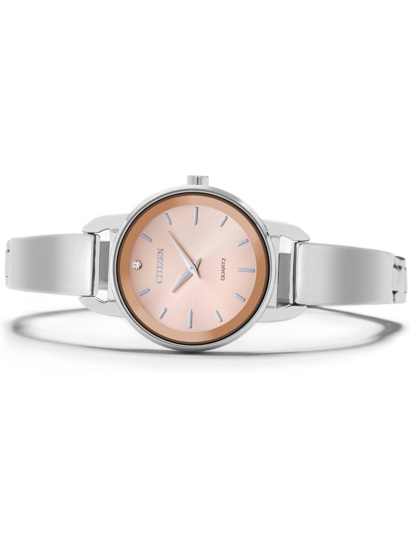  image of citizen-quartz-pink-mother-of-pearl-dial-stainless-steel-ladies-watch