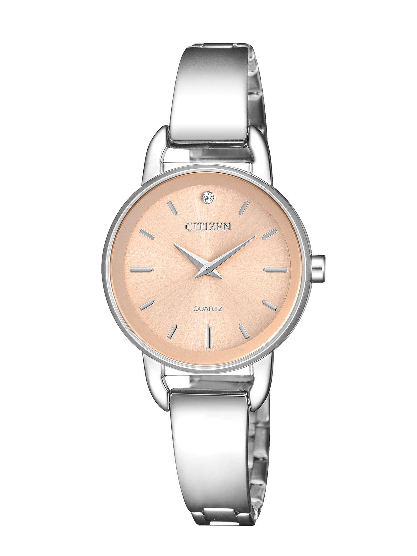  image of citizen-quartz-pink-mother-of-pearl-dial-stainless-steel-ladies-watch