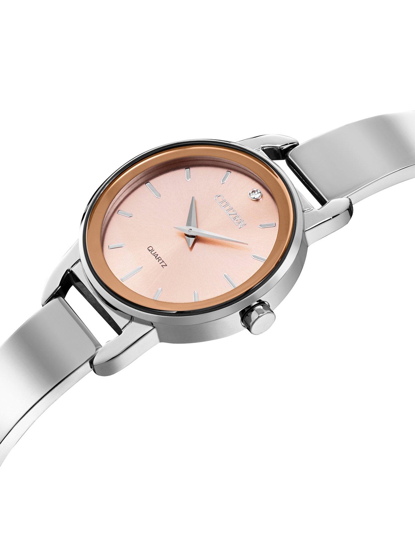  image of citizen-quartz-pink-mother-of-pearl-dial-stainless-steel-ladies-watch