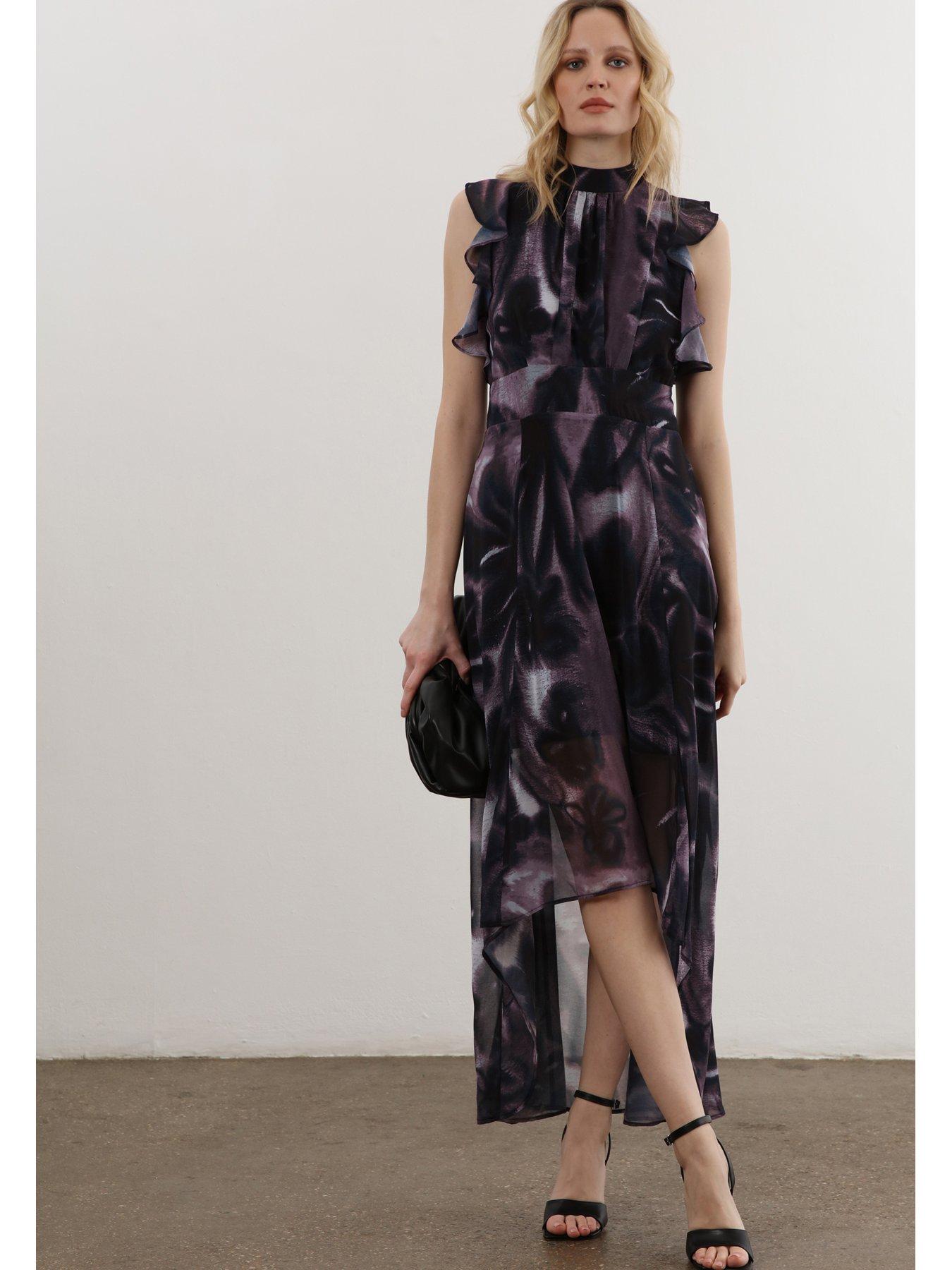 Religion Eclipse Ruffle Sleeve Maxi Dress - Purple