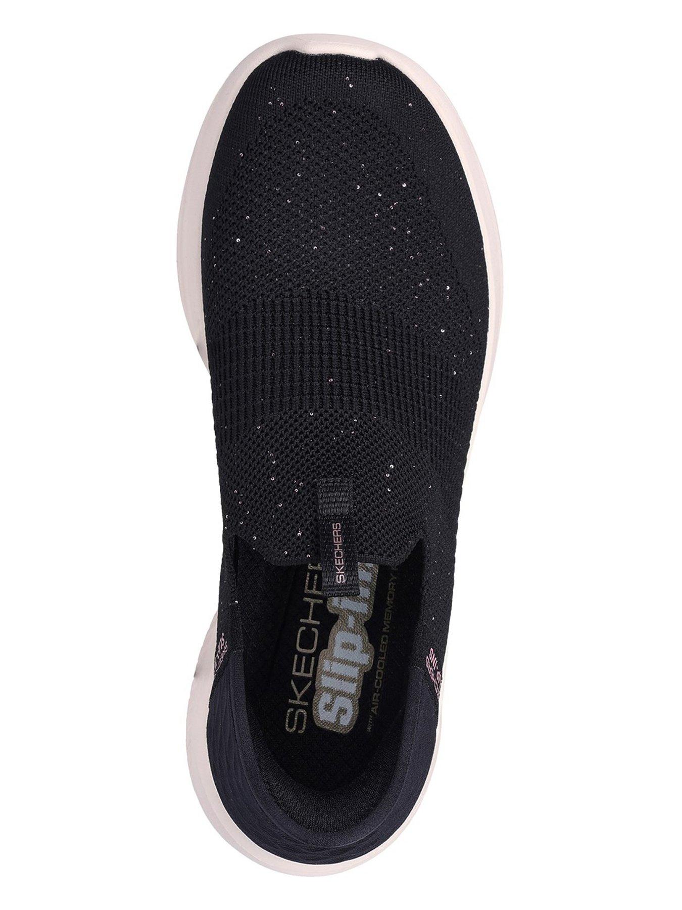 Skechers Sequin Stretch Knit Slip ins Trainers Black