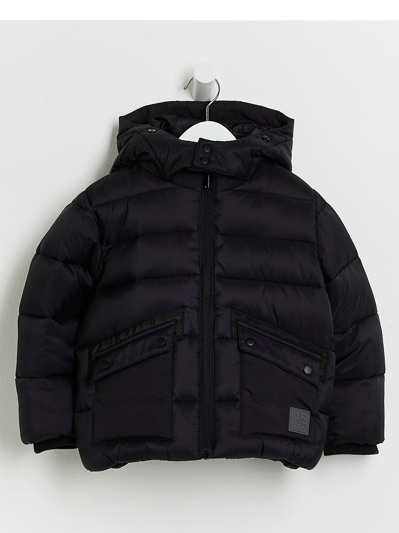 Mini Boys Hooded Puffer Coat Black