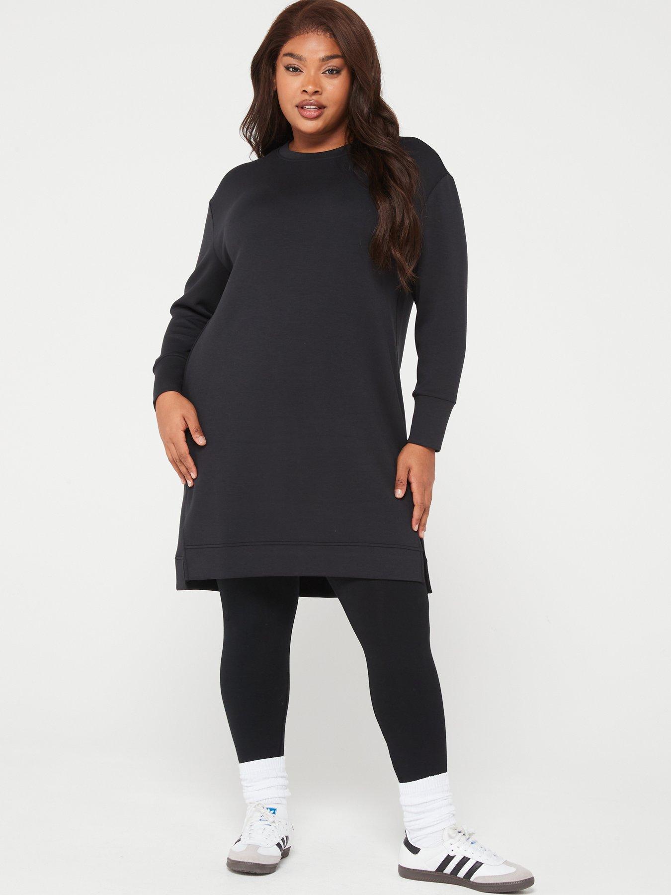 V by Very Curve Crew Neck Sweater Dress - Black