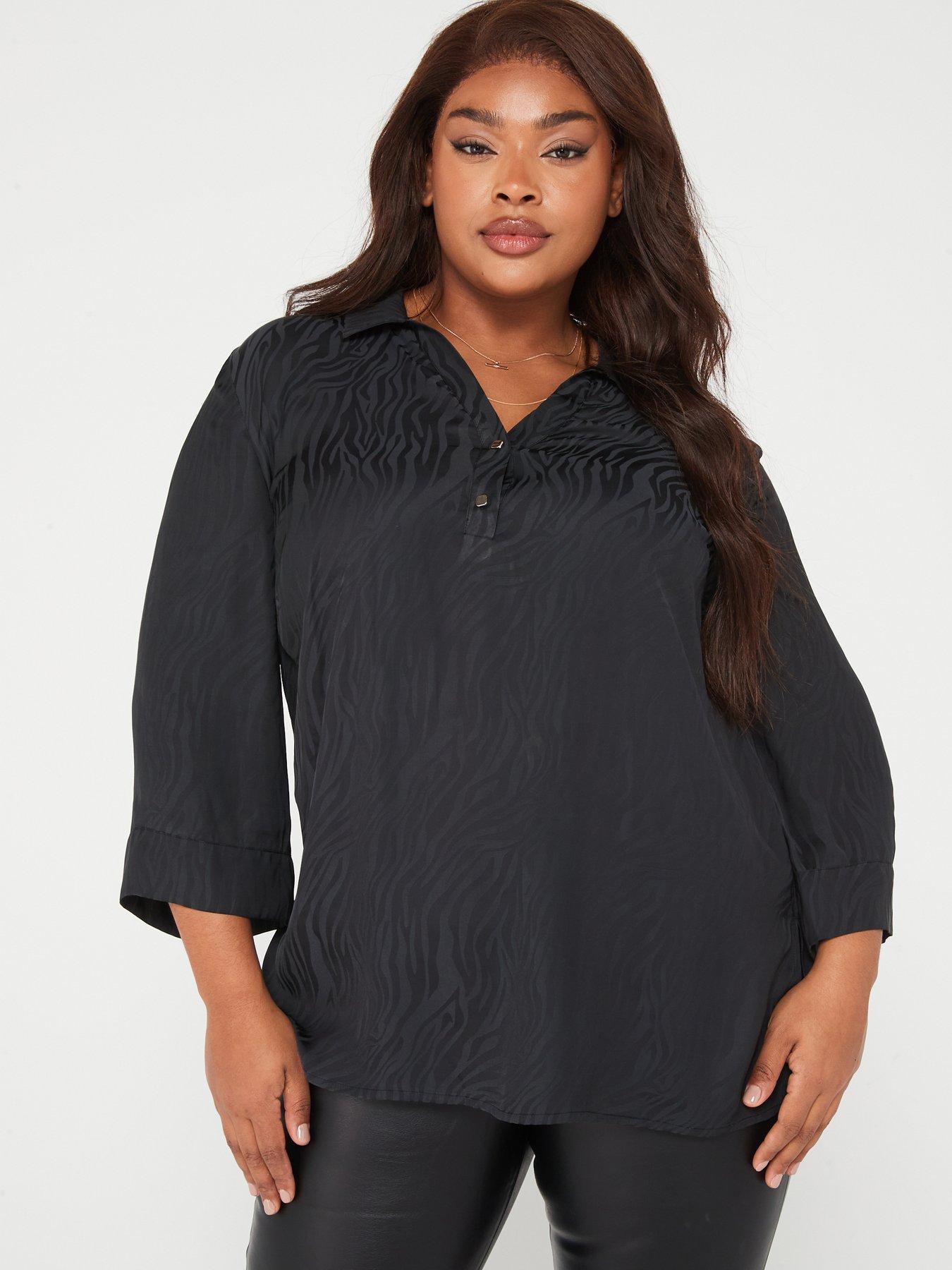 Black, Plus Size, Blouses & shirts, Women