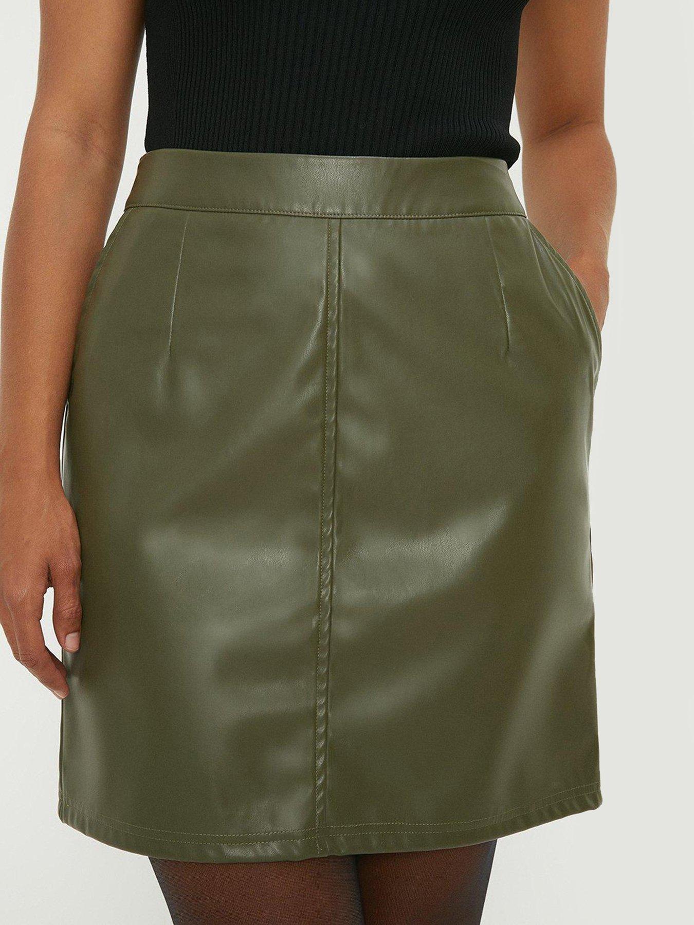 Faux Leather Mini Skirt Olive