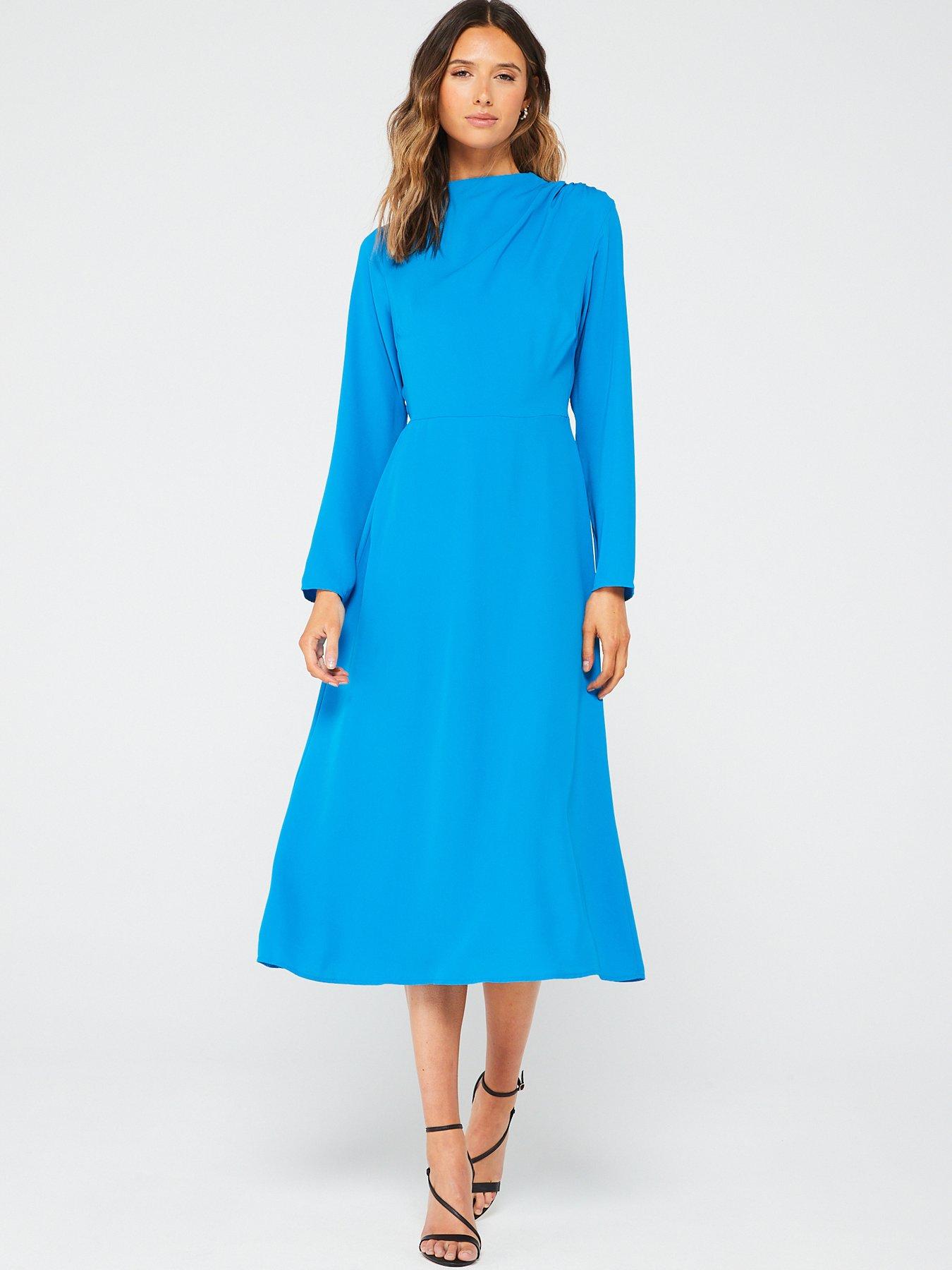 Dorothy Perkins Draped Midi Dress - Blue | littlewoods.com