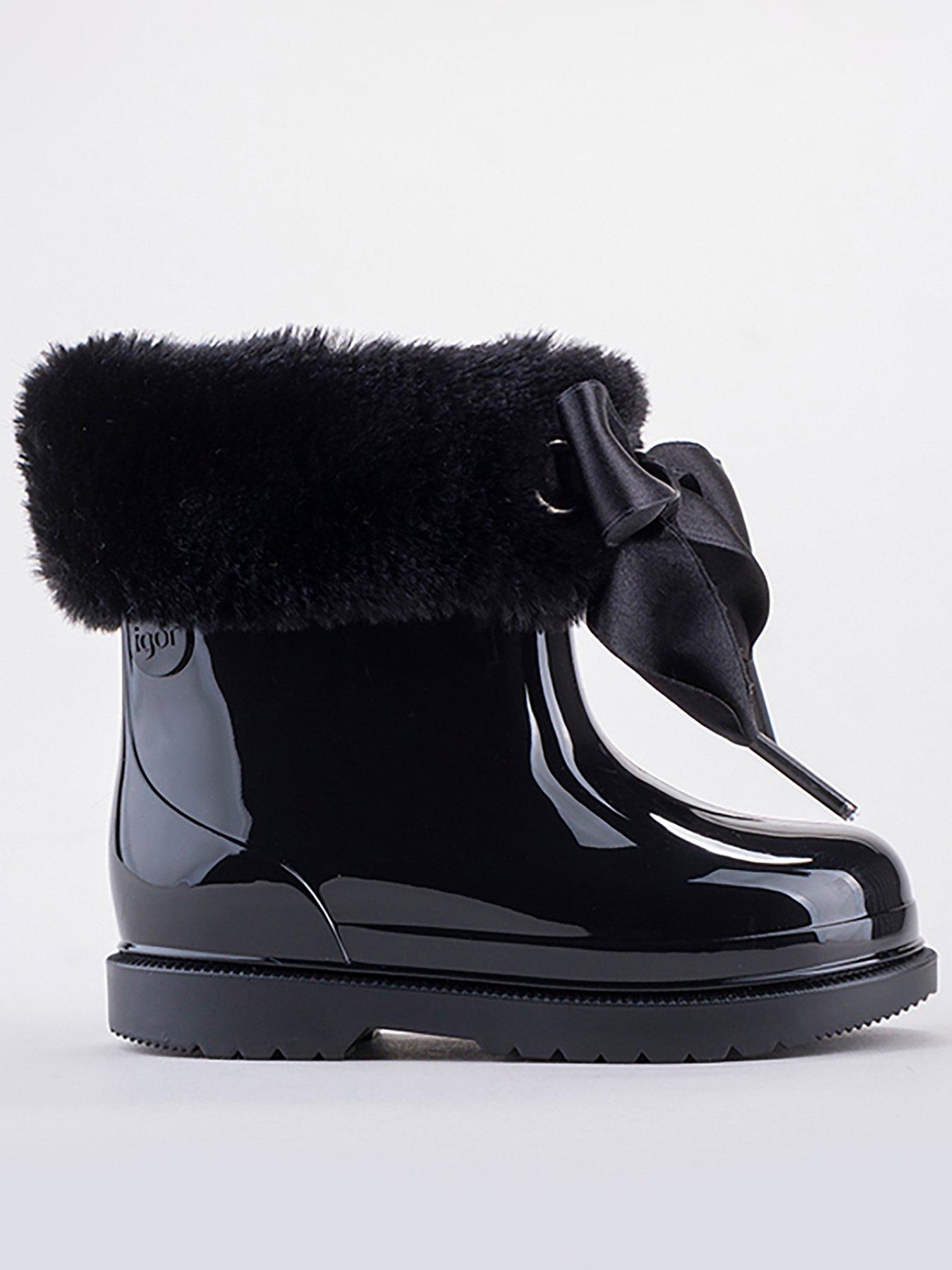  image of igor-bimbi-soft-faux-fur-wellington-boot-black