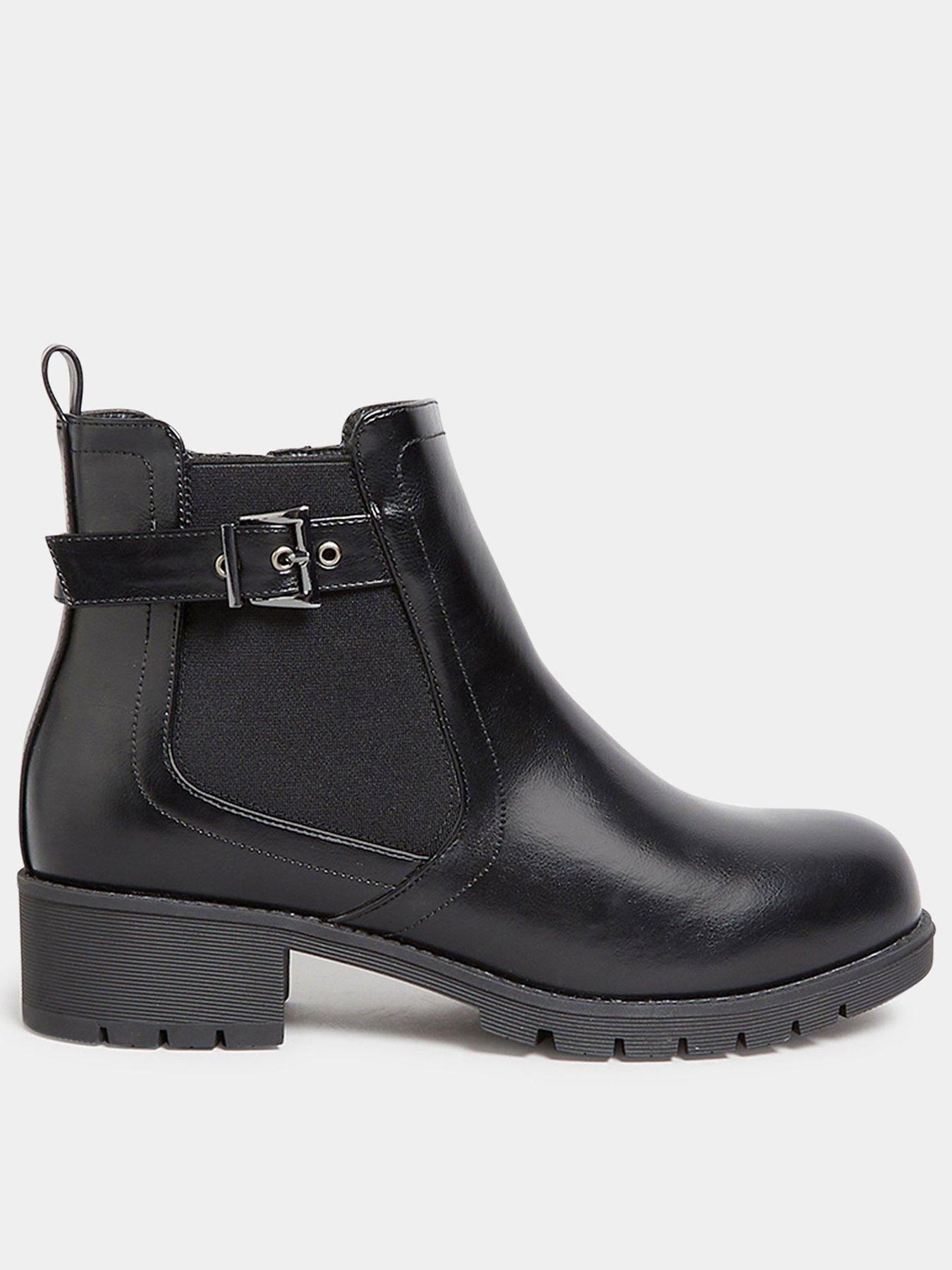 undefined Wide Fit Buckle Ankle Boot Black