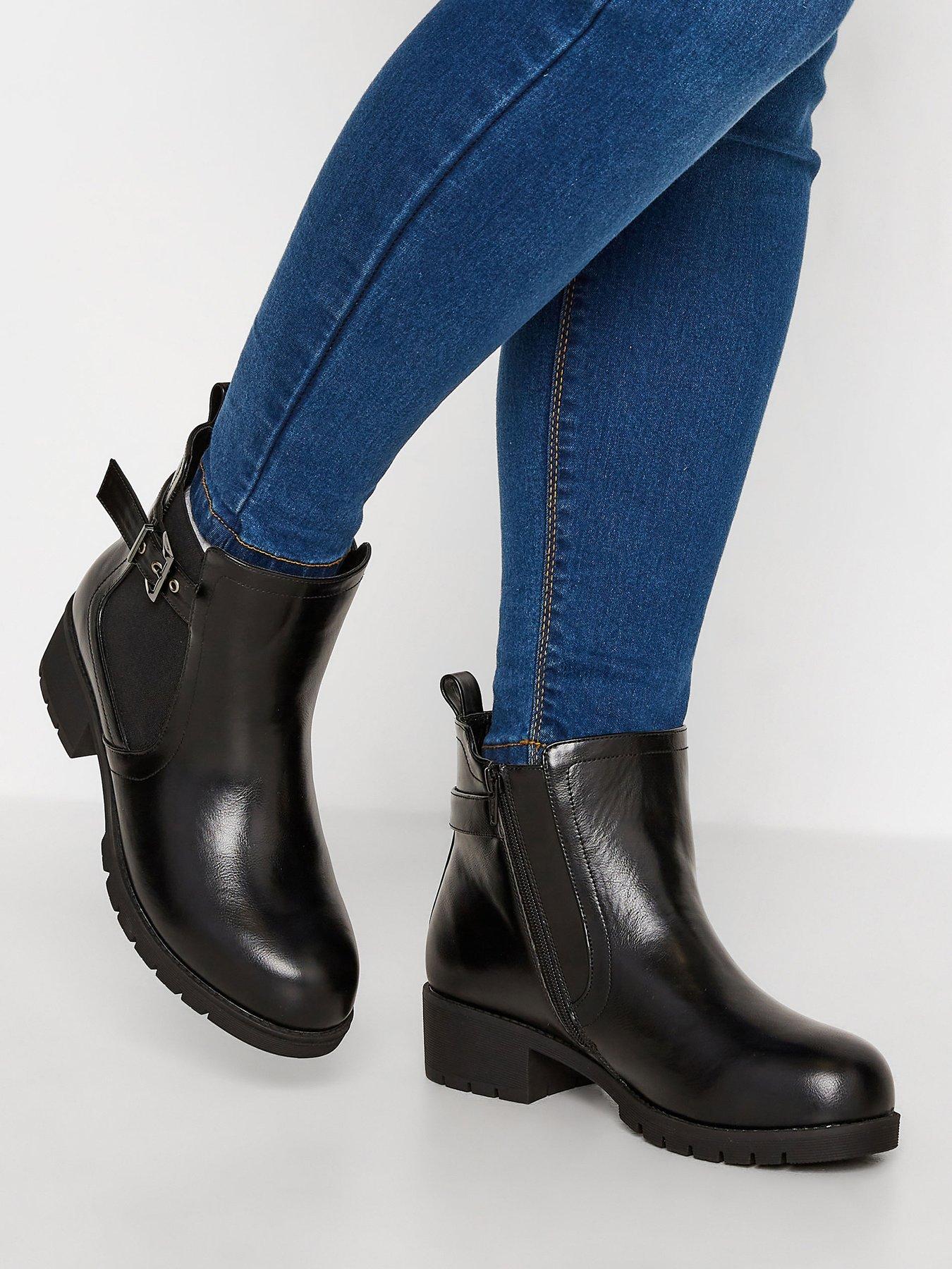 Image 4 of 4 of Yours Wide Fit Buckle Ankle Boot Black