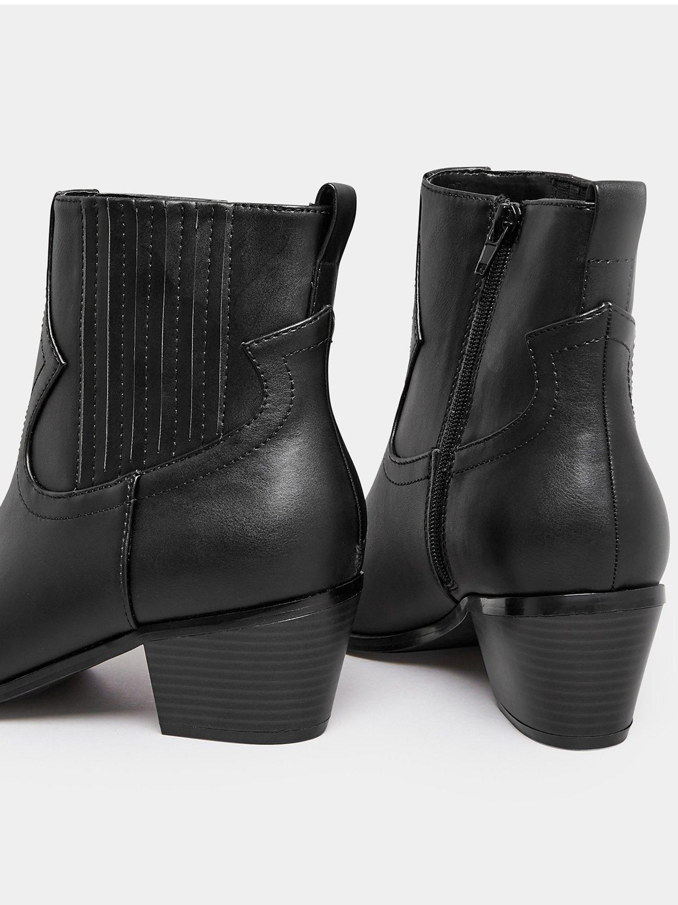 Black leather wide outlet fit ankle boots