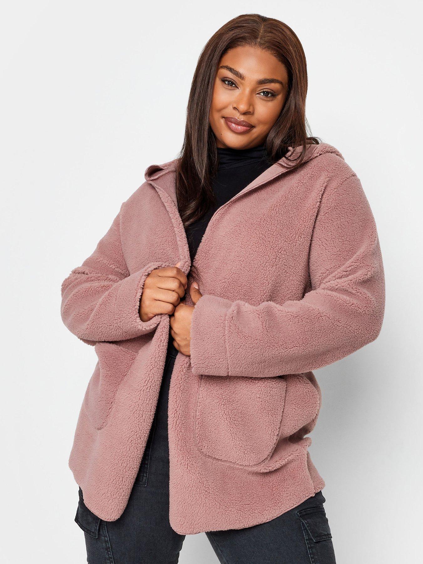 Yours Pink Teddy Hooded Jacket littlewoods