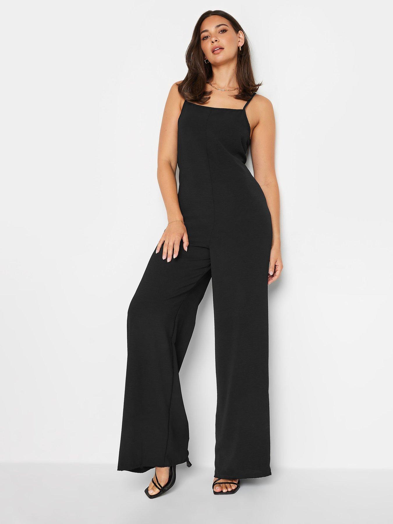 Long Tall Sally Black Ocean Crepe Wrap Jumpsuit