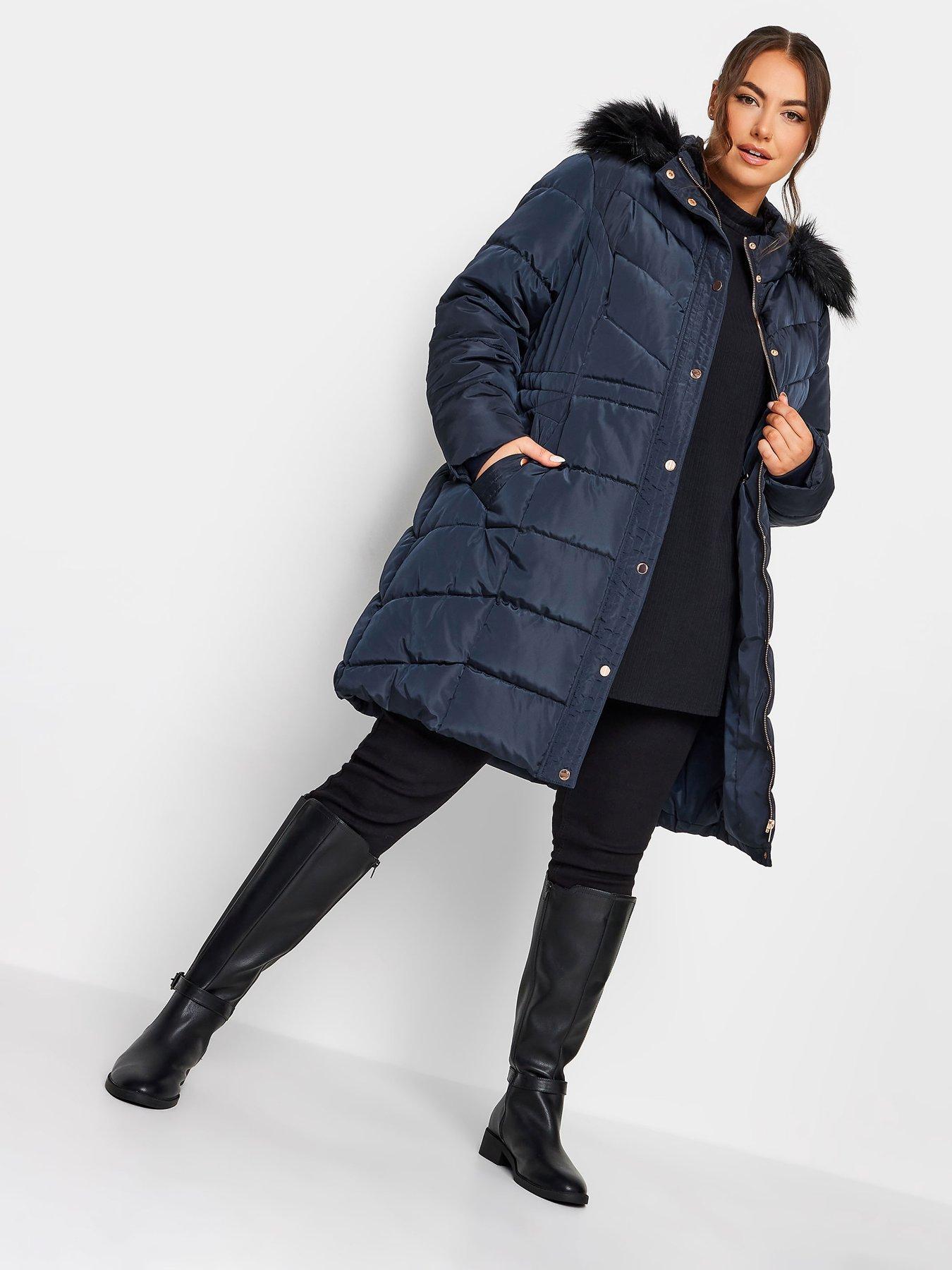 Yours Midi Puffer Coat Navy littlewoods