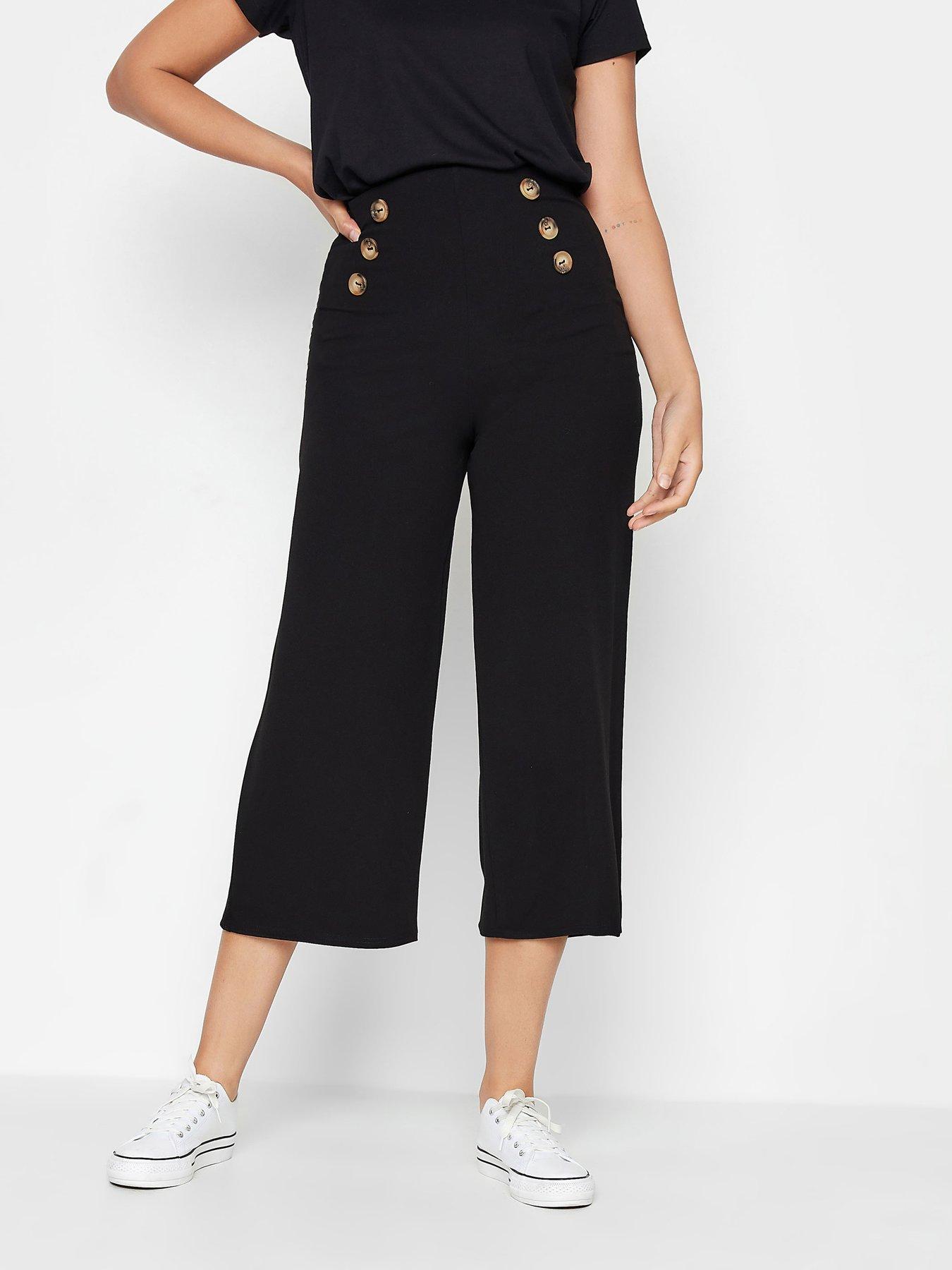 Long Tall Sally Black Button Crop Trouser