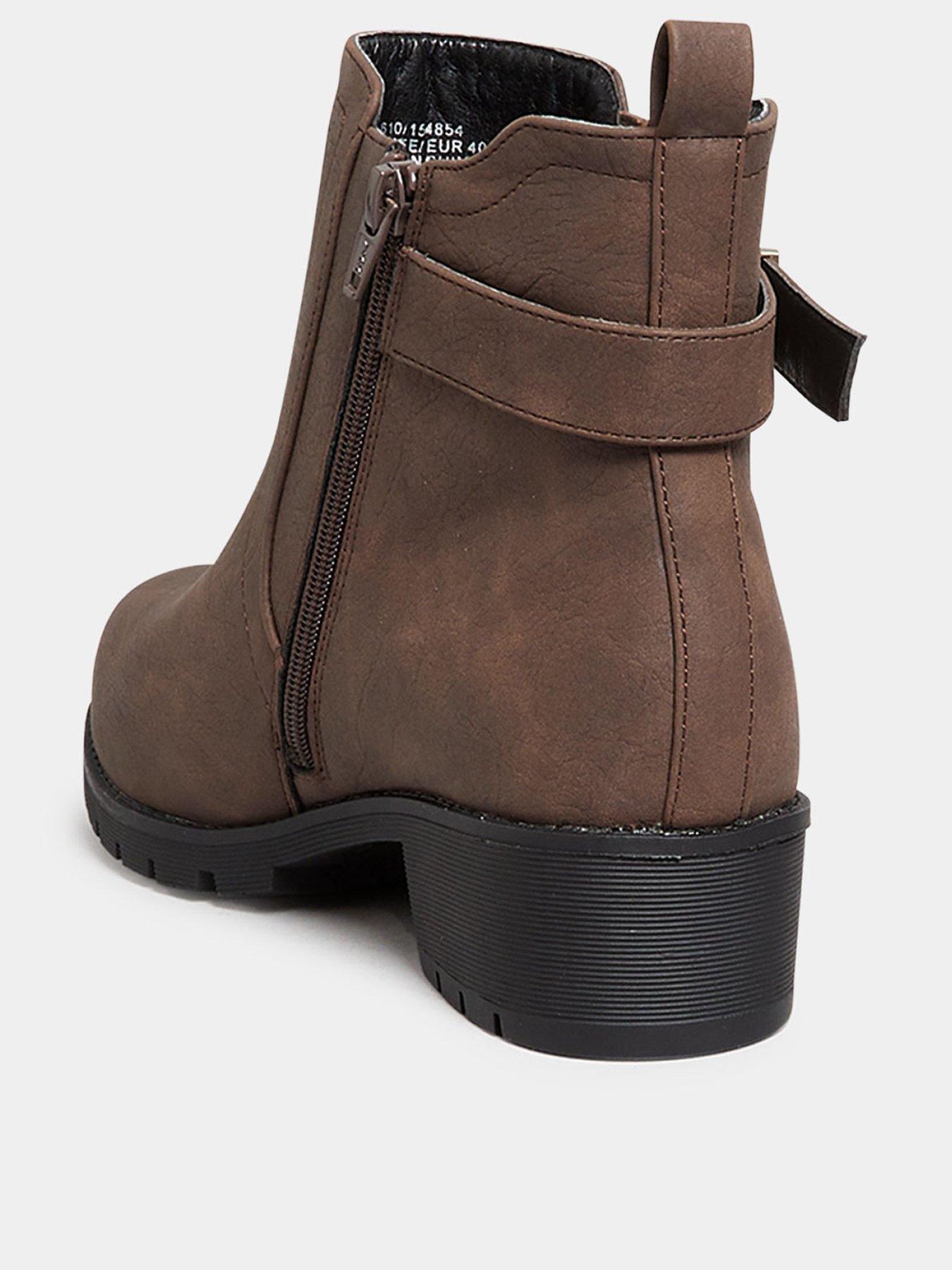 Image 3 of 4 of Yours Wide Fit Buckle Ankle Boot Brown
