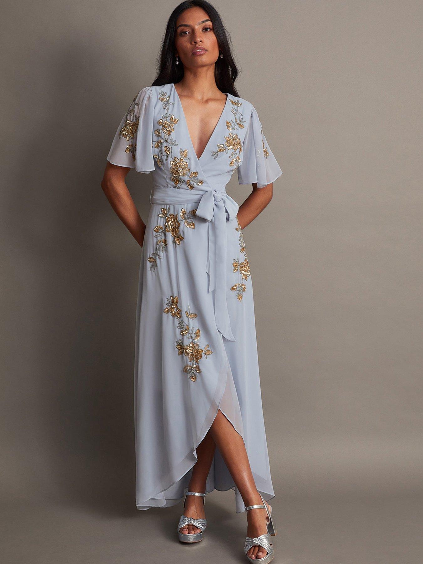 Sarah Embroidered Wrap Dress White