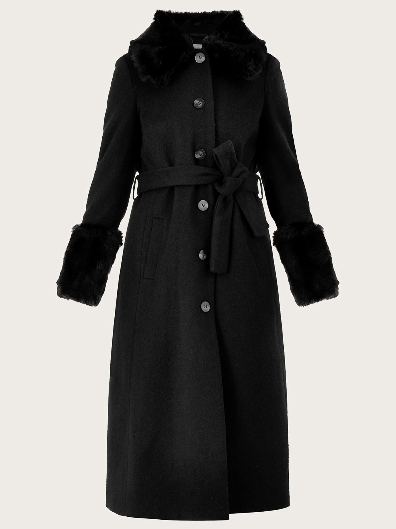 Fur trim outlet belted coat